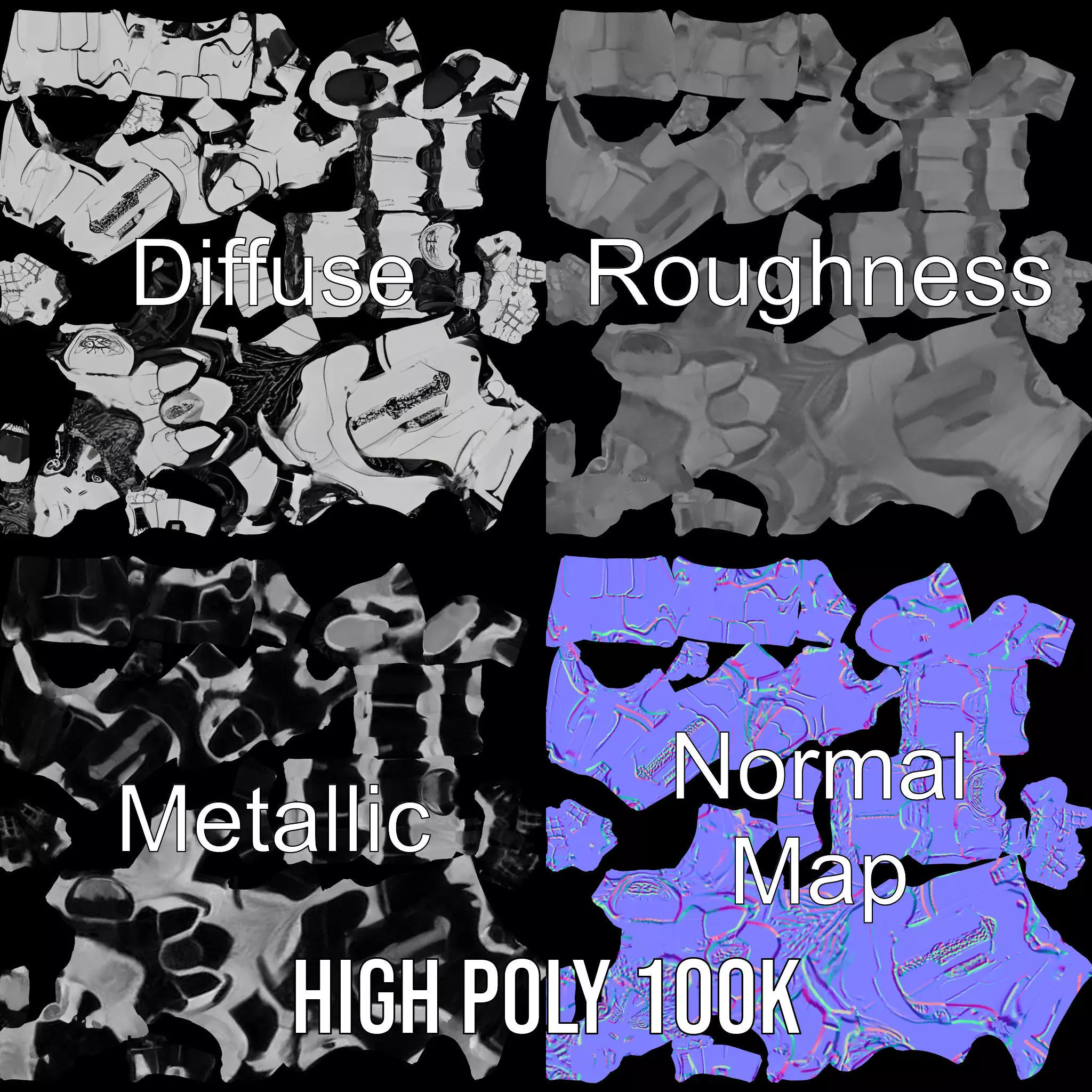 Futuristic Humanoid Robot Model Pack Low-poly 3D model_3