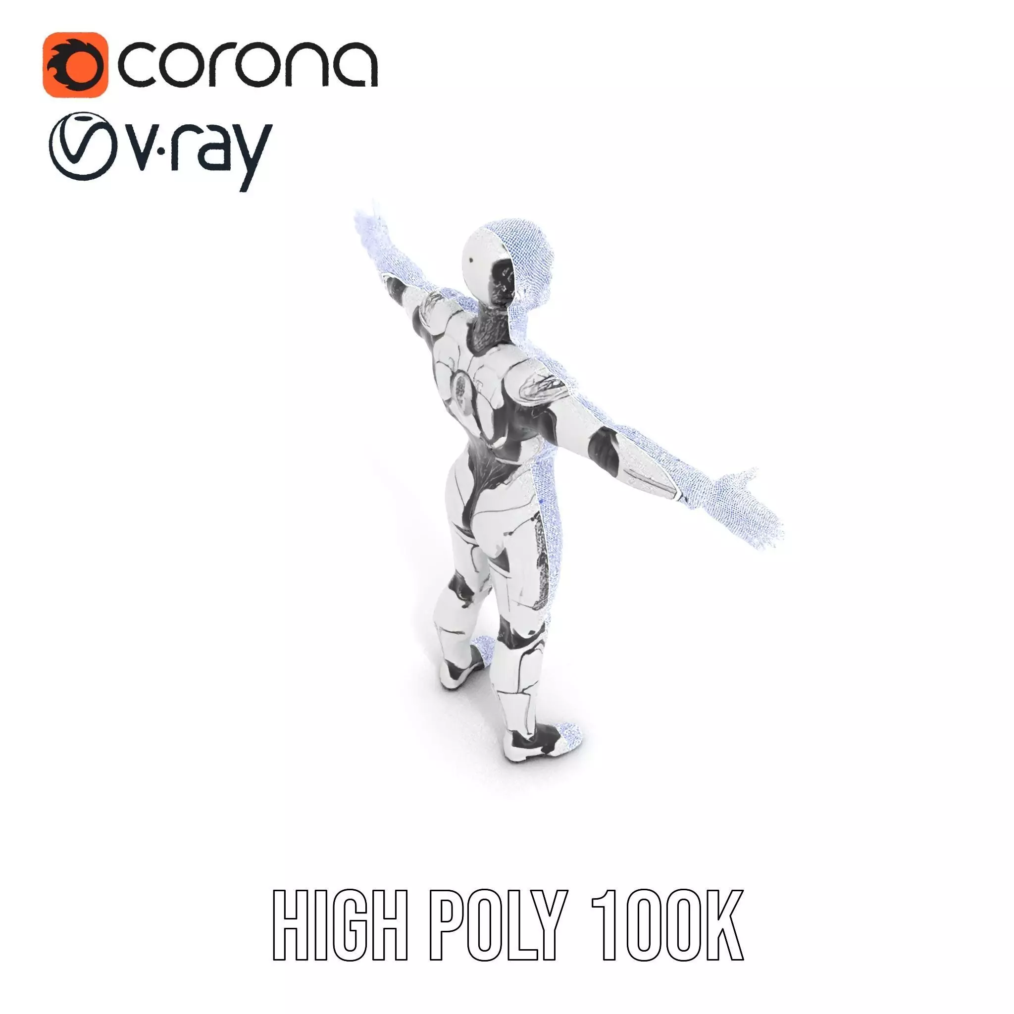 Futuristic Humanoid Robot Model Pack Low-poly 3D model_34