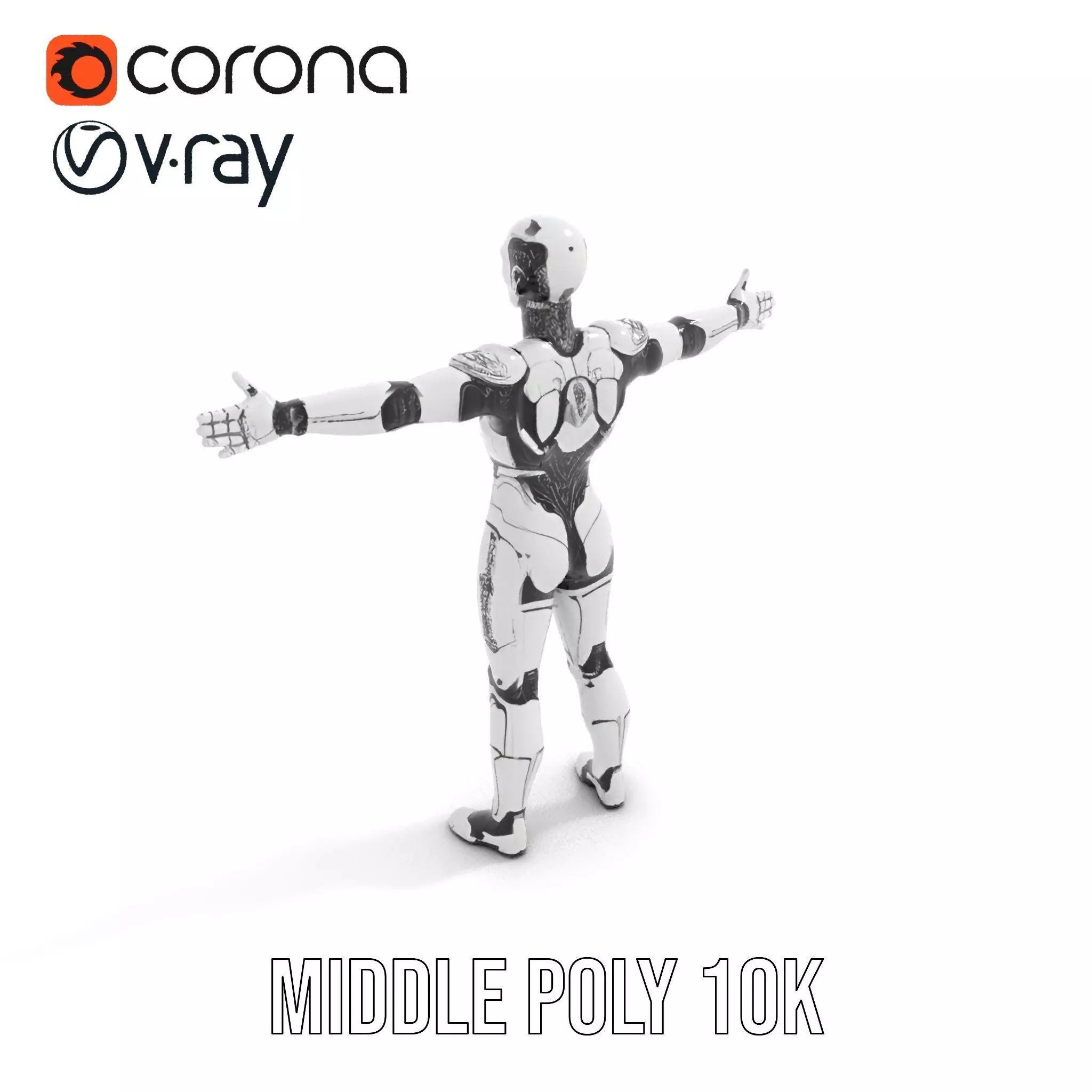 Futuristic Humanoid Robot Model Pack Low-poly 3D model_10