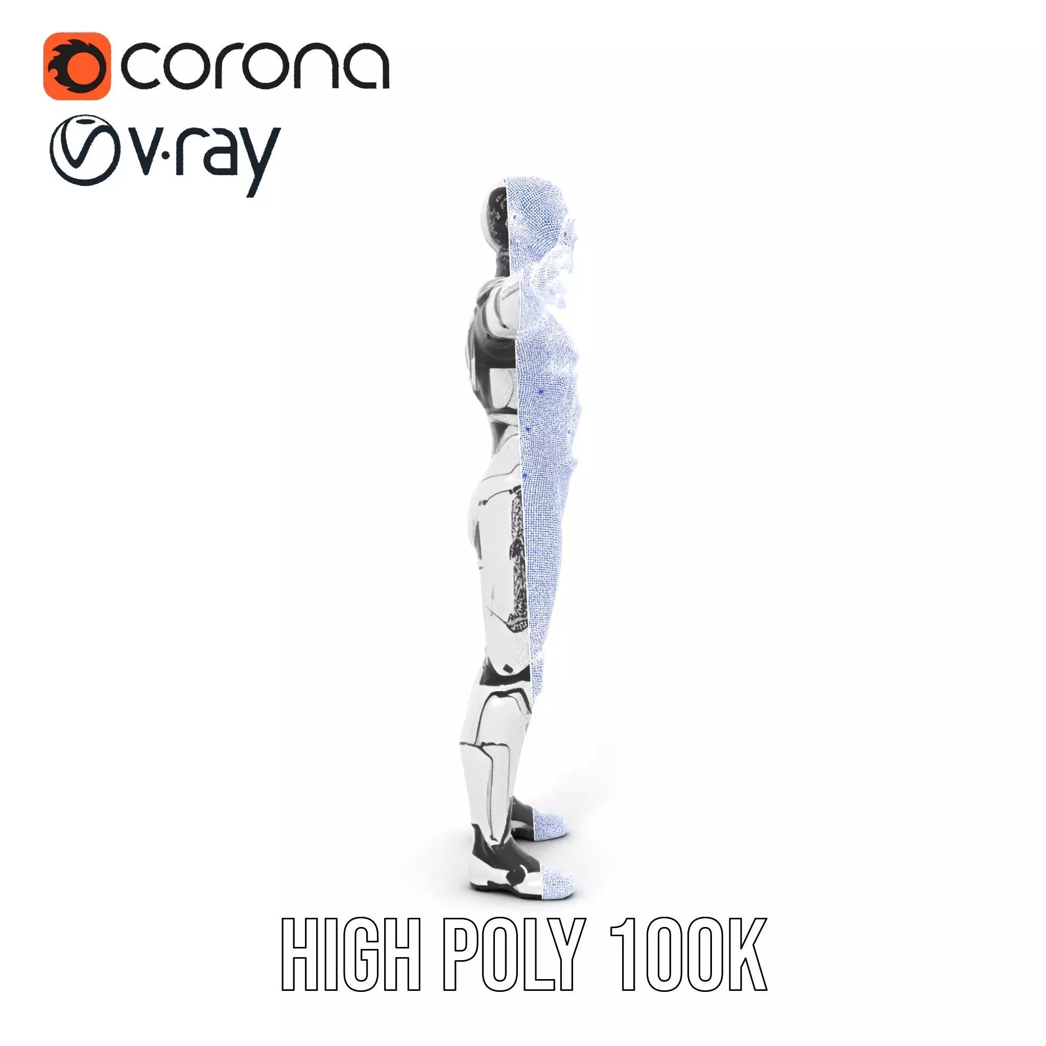 Futuristic Humanoid Robot Model Pack Low-poly 3D model_32