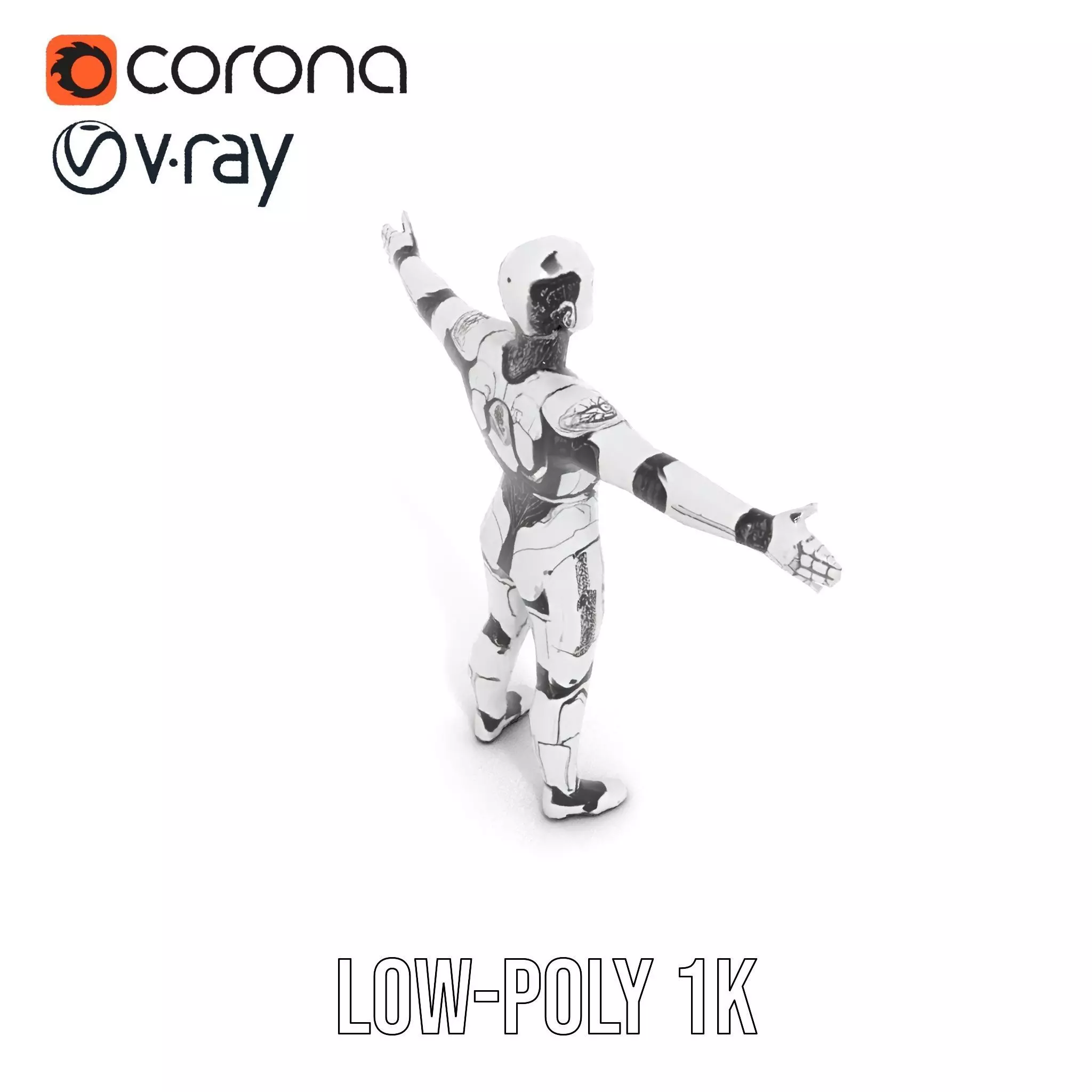 Futuristic Humanoid Robot Model Pack Low-poly 3D model_22