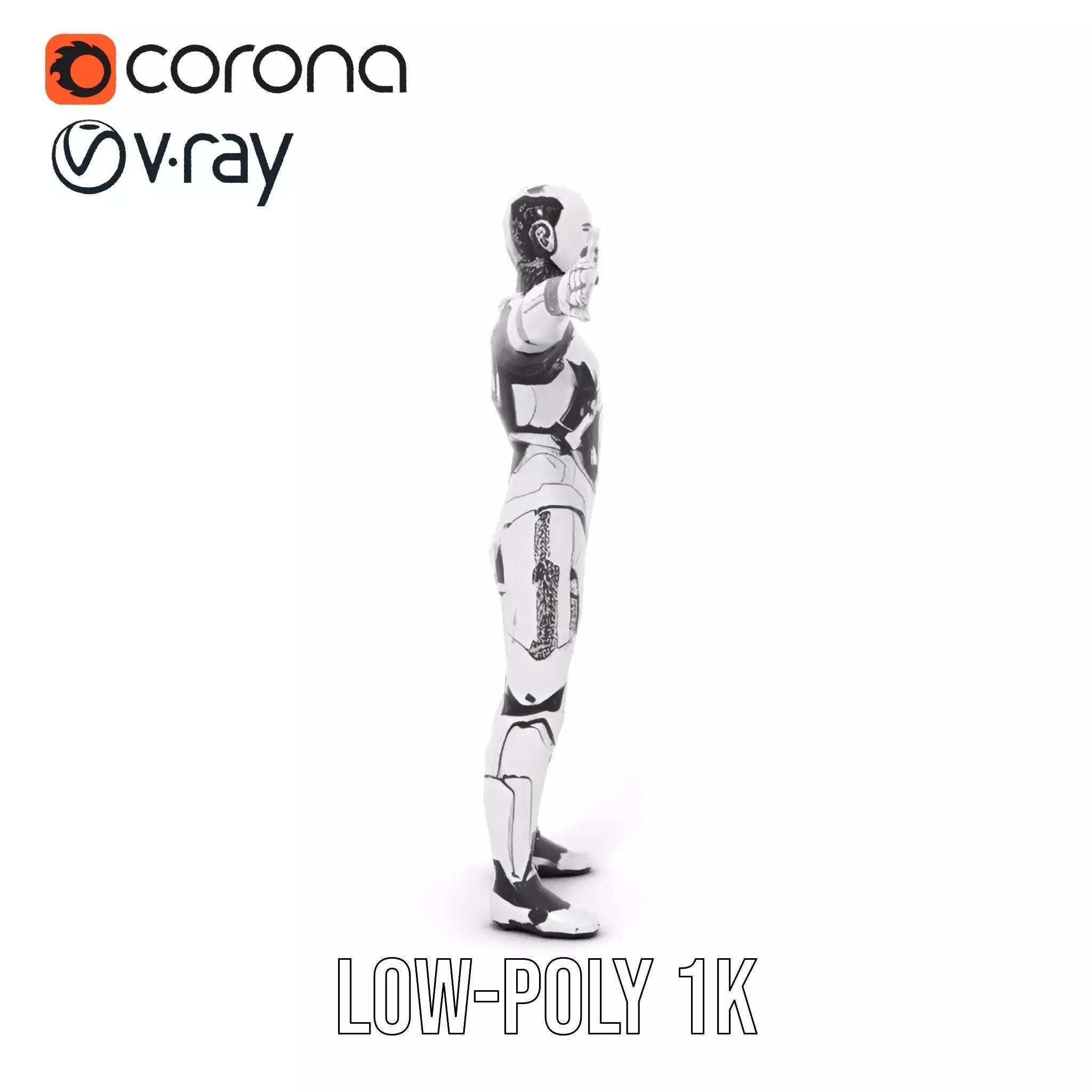 Futuristic Humanoid Robot Model Pack Low-poly 3D model_14