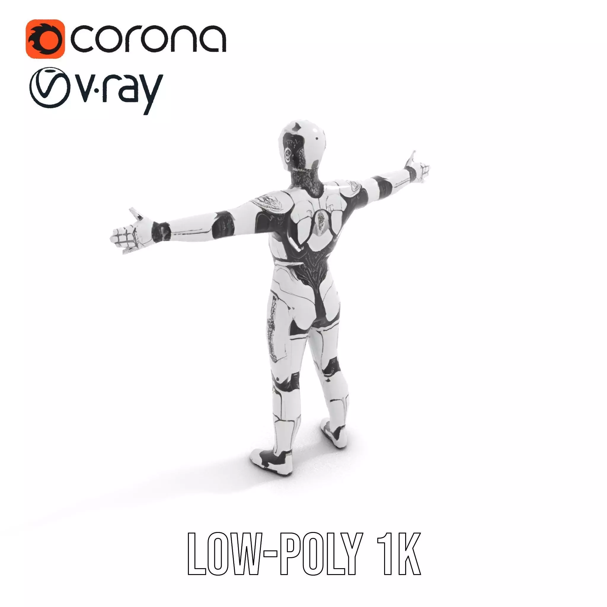Futuristic Humanoid Robot Model Pack Low-poly 3D model_11