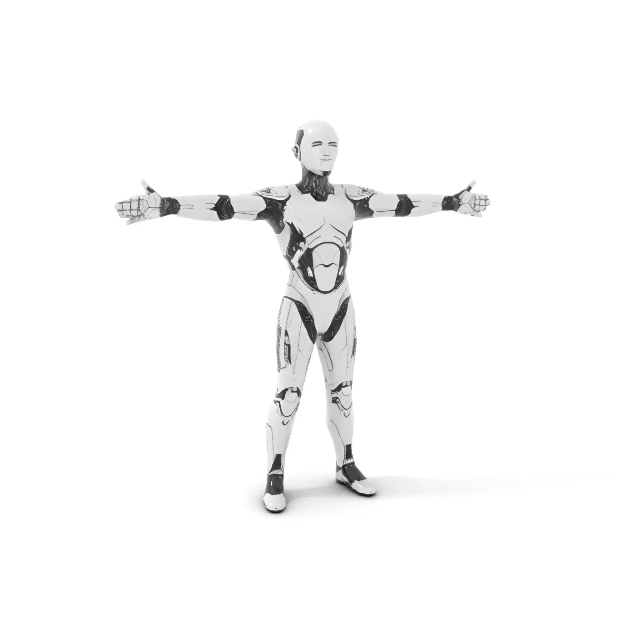 Futuristic Humanoid Robot Model Pack Low-poly 3D model_8