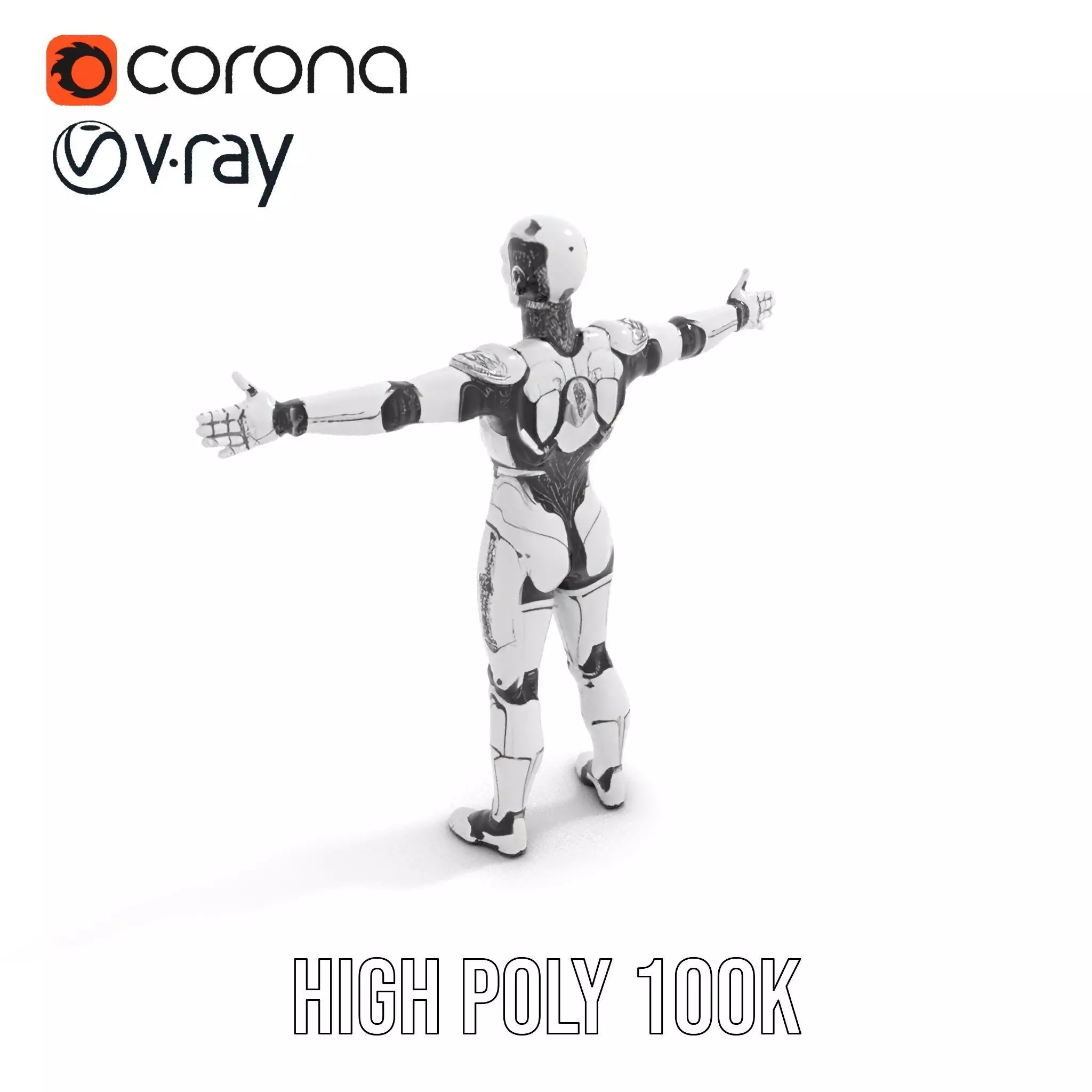 Futuristic Humanoid Robot Model Pack Low-poly 3D model_15