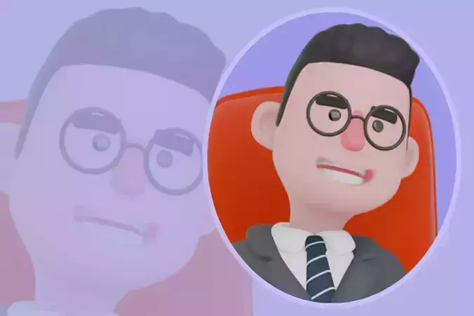 Stylized 3D Male Teacher - Cartoon Educator on Chair