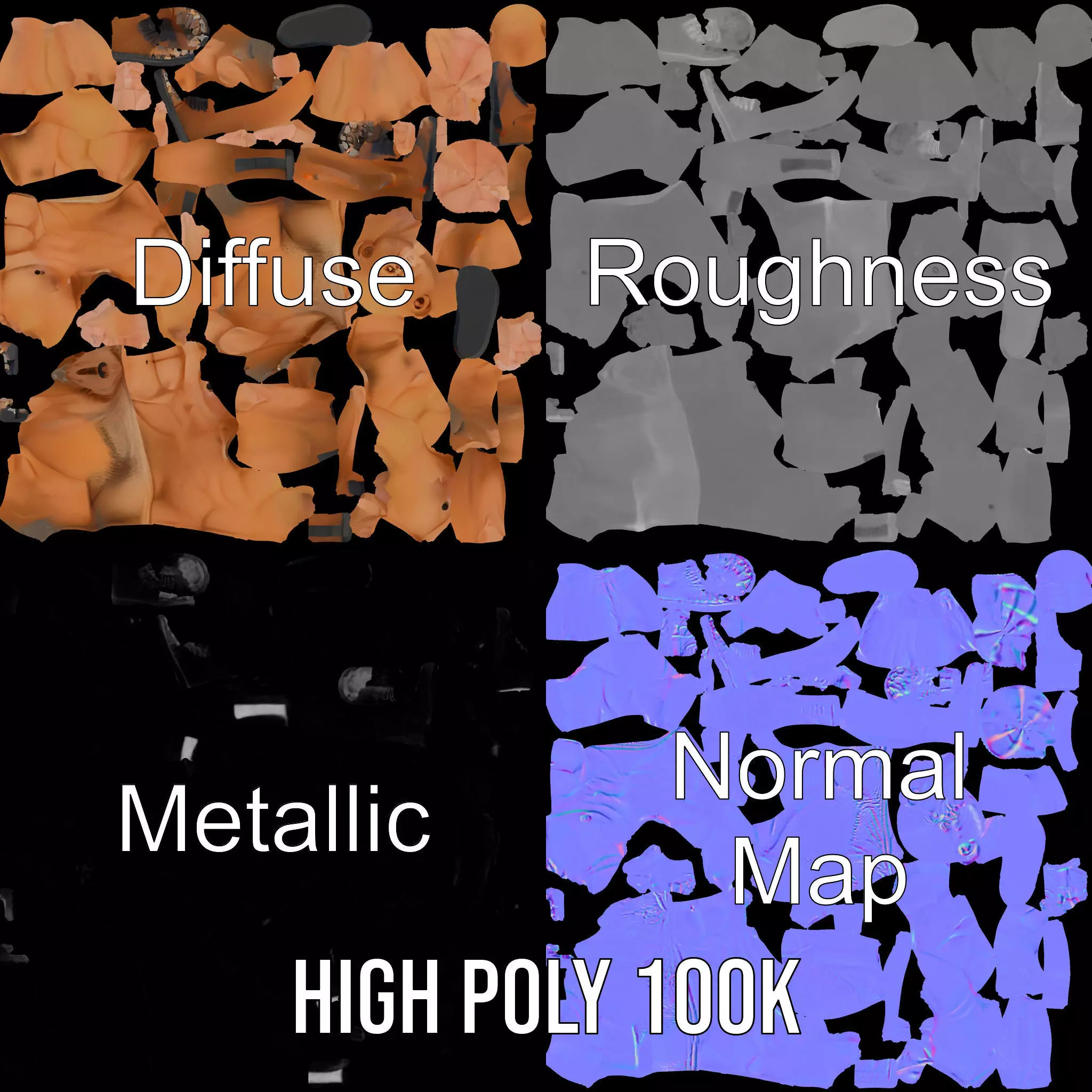 Muscular Barbarian Character Model Pack Low-poly 3D model_3