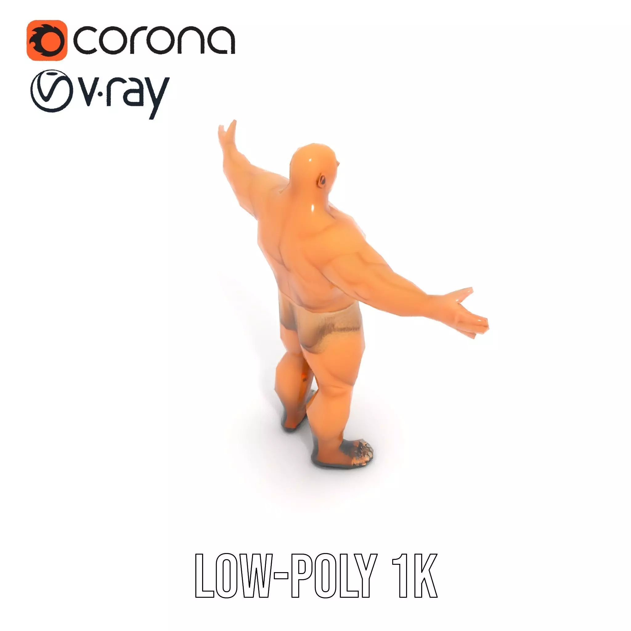 Muscular Barbarian Character Model Pack Low-poly 3D model_28