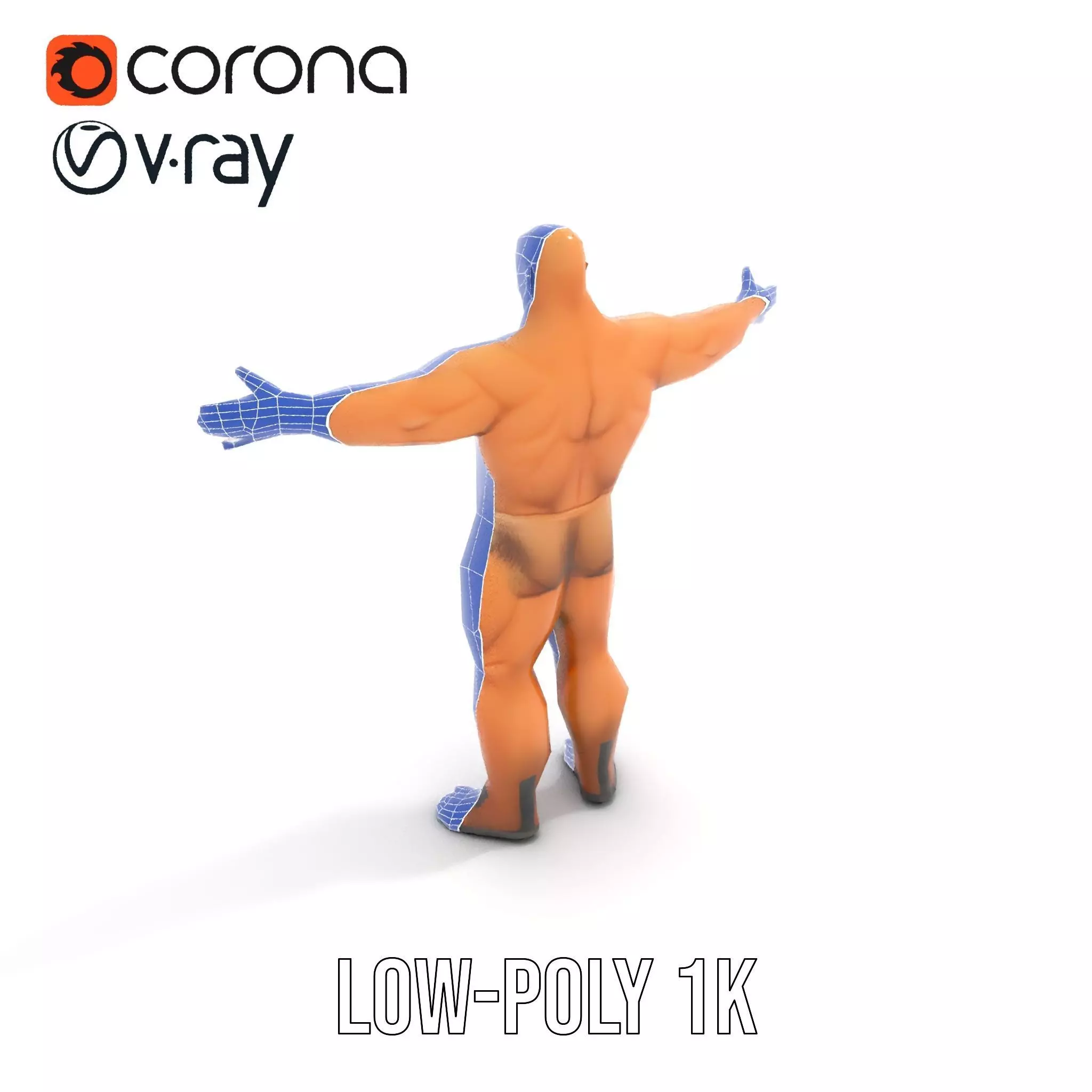 Muscular Barbarian Character Model Pack Low-poly 3D model_20