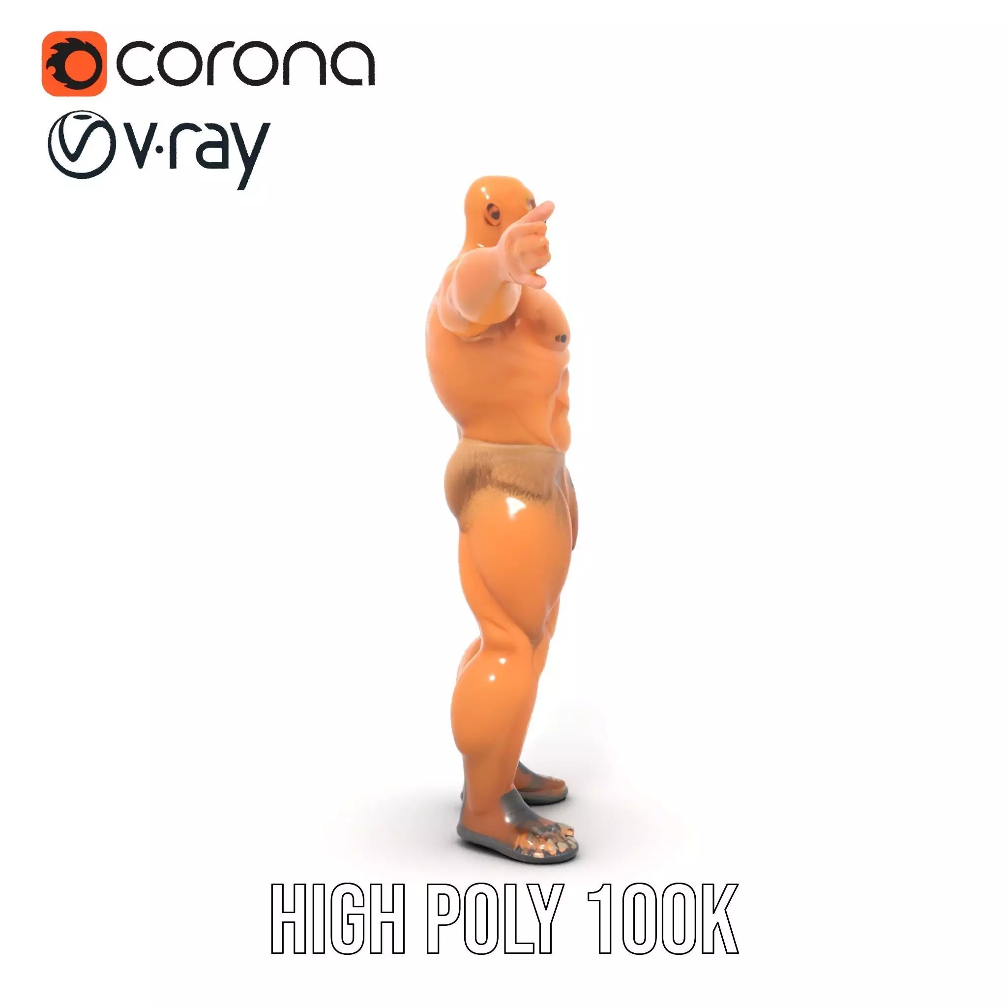 Muscular Barbarian Character Model Pack Low-poly 3D model_15