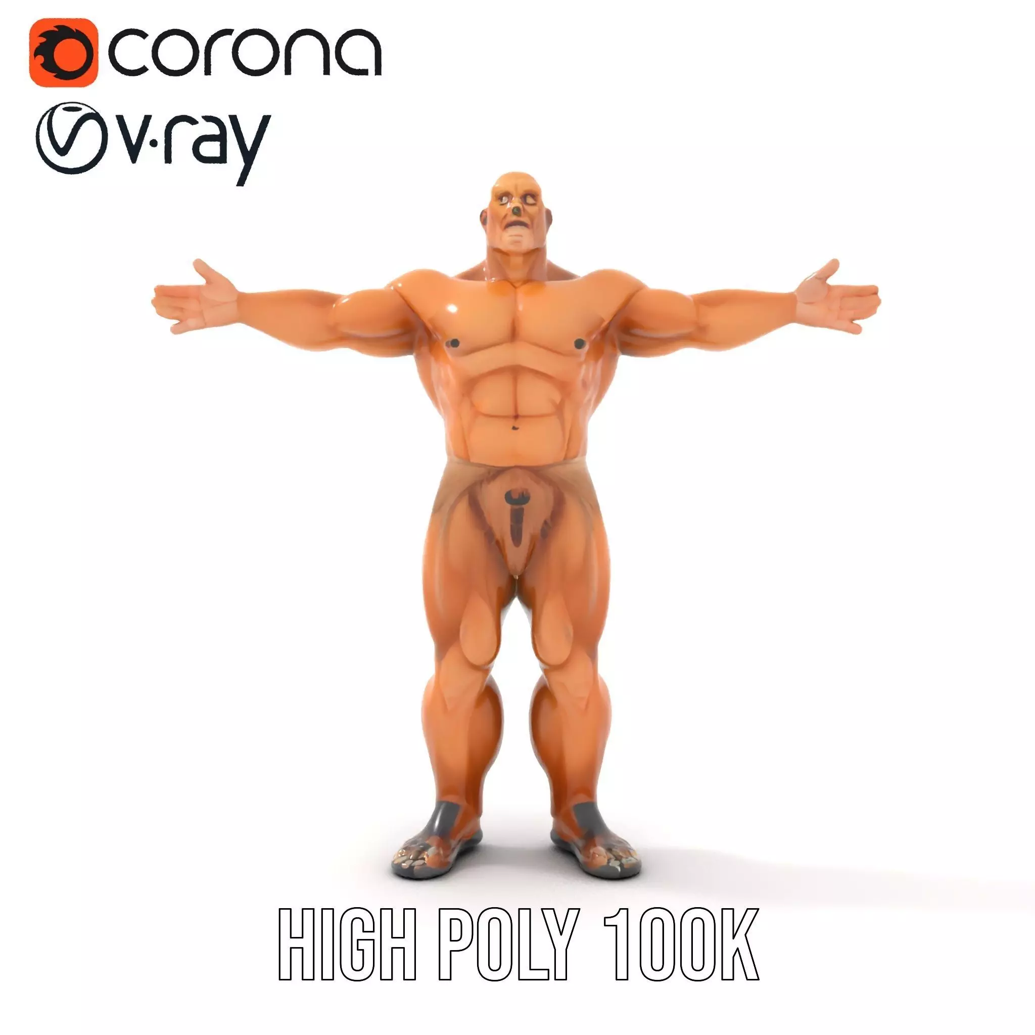 Muscular Barbarian Character Model Pack Low-poly 3D model_9