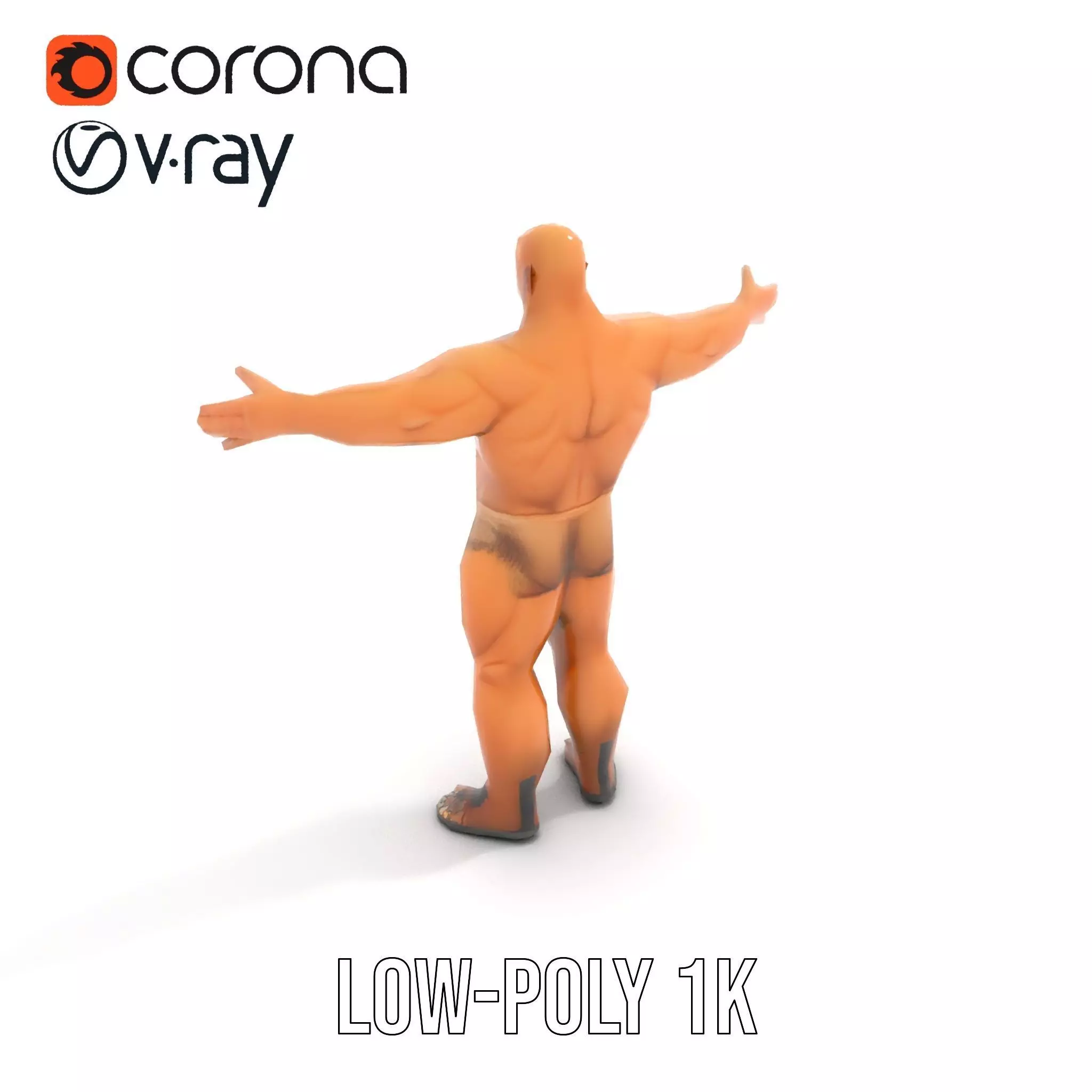 Muscular Barbarian Character Model Pack Low-poly 3D model_8