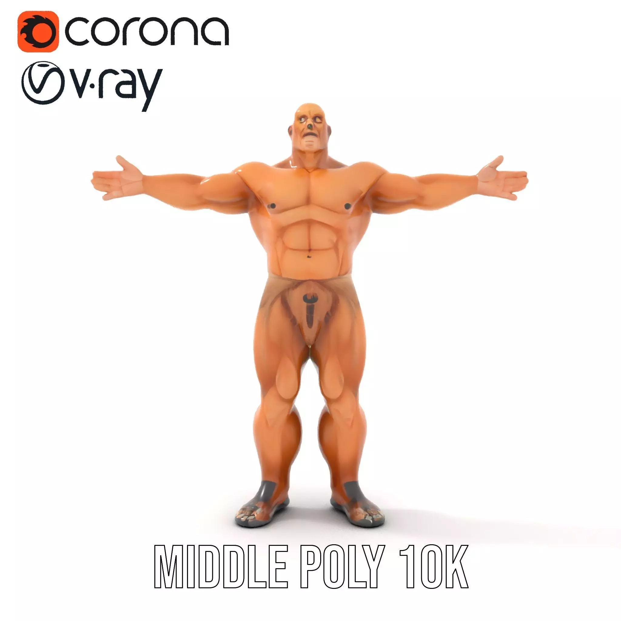 Muscular Barbarian Character Model Pack Low-poly 3D model_16