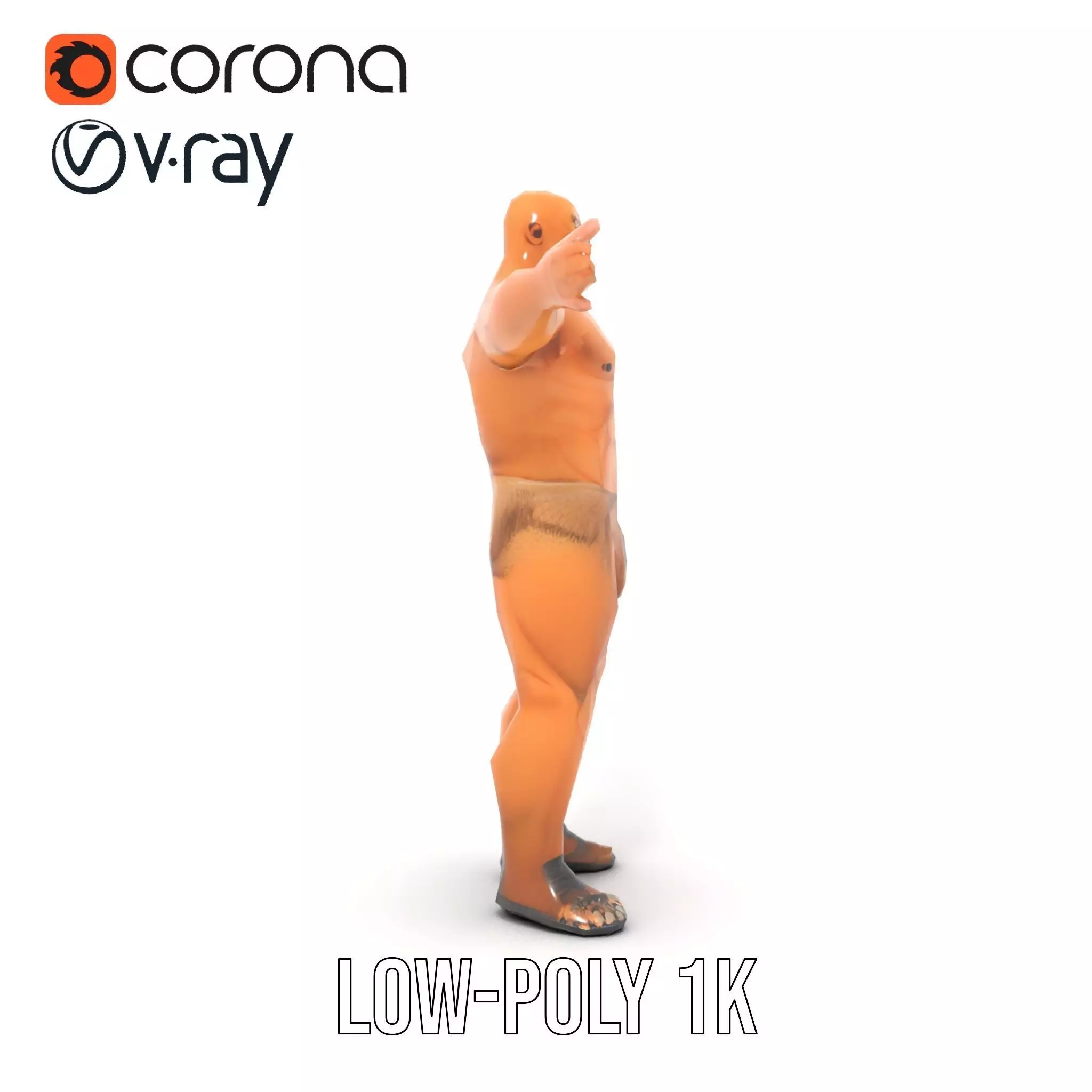 Muscular Barbarian Character Model Pack Low-poly 3D model_17