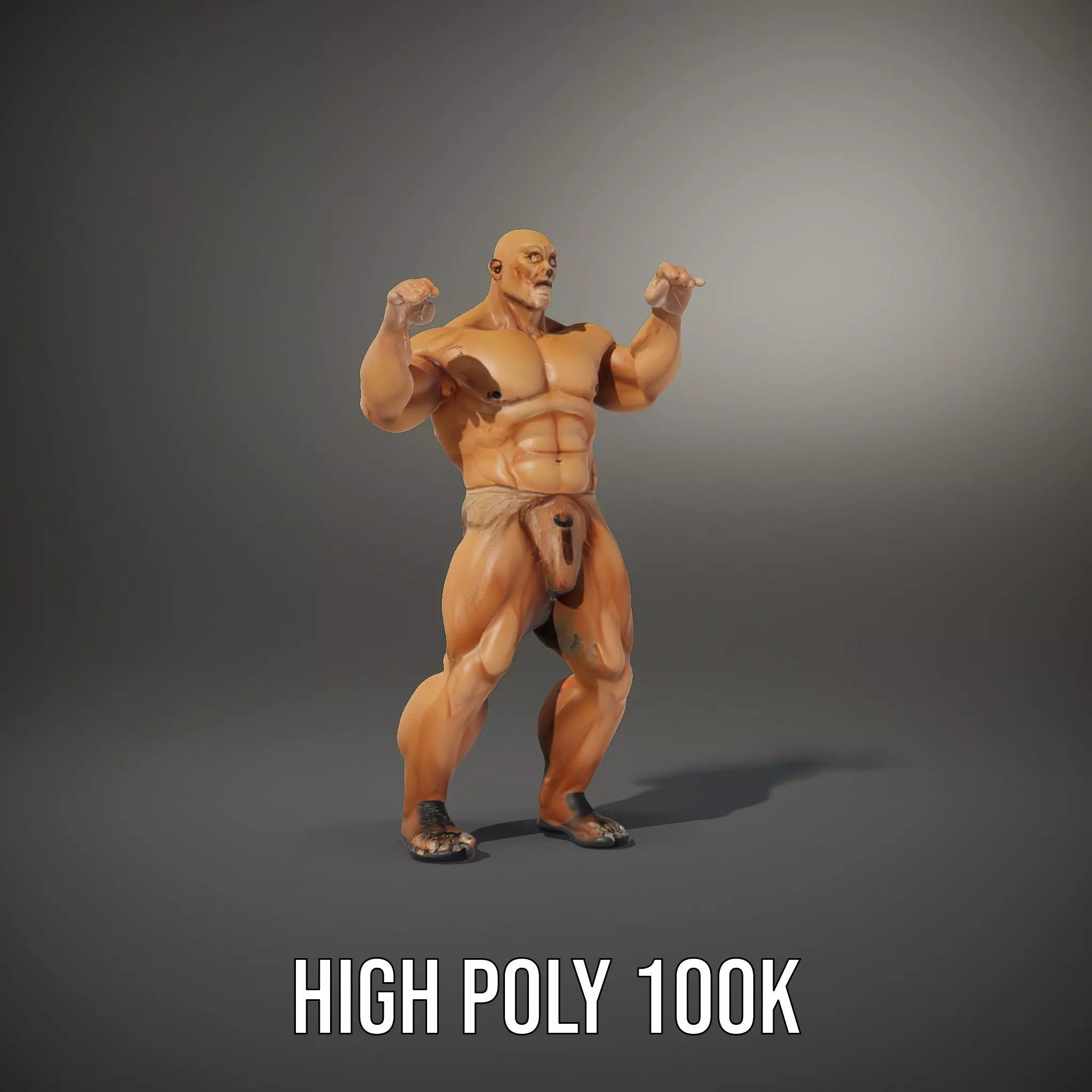 Muscular Barbarian Character Model Pack Low-poly 3D model_26