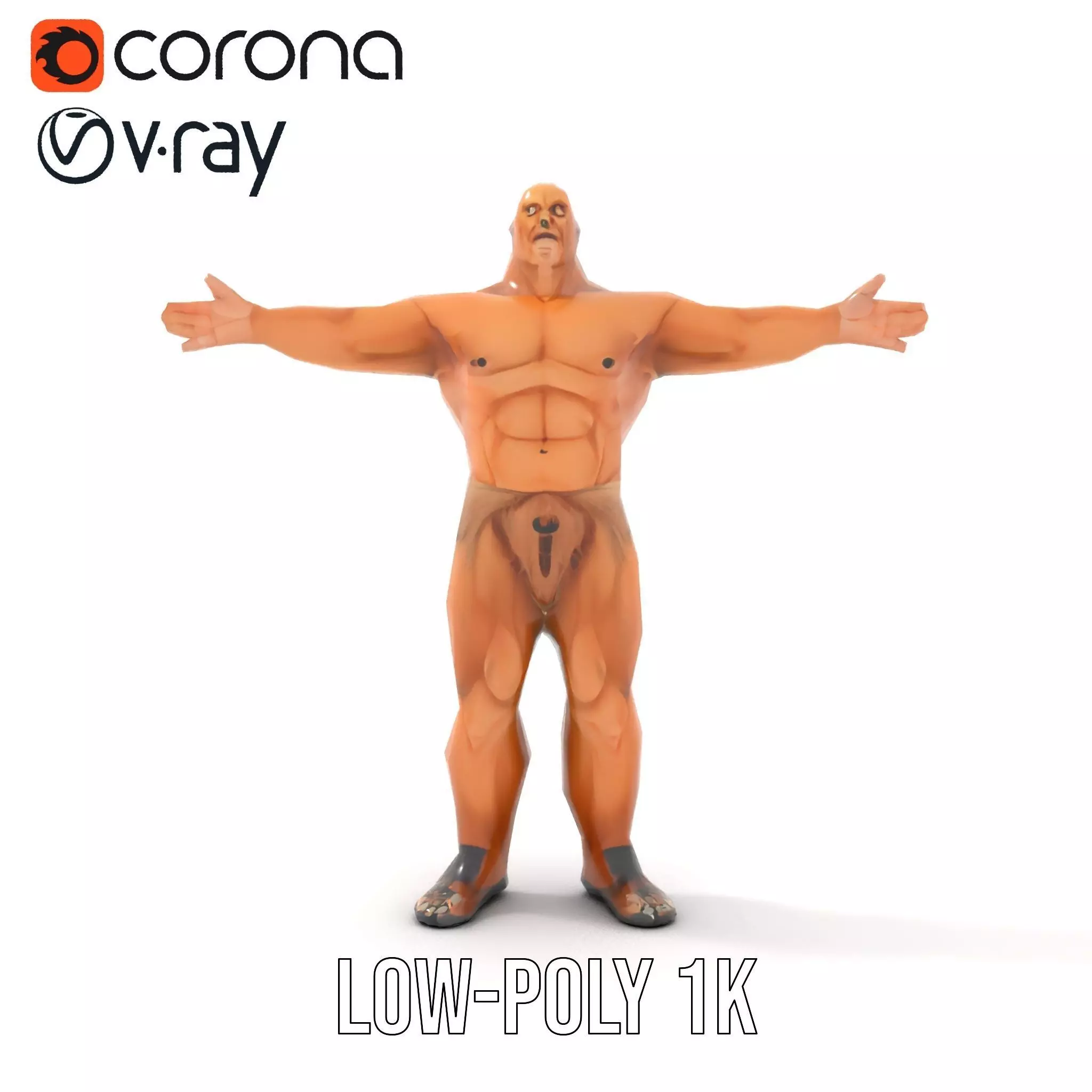 Muscular Barbarian Character Model Pack Low-poly 3D model_22