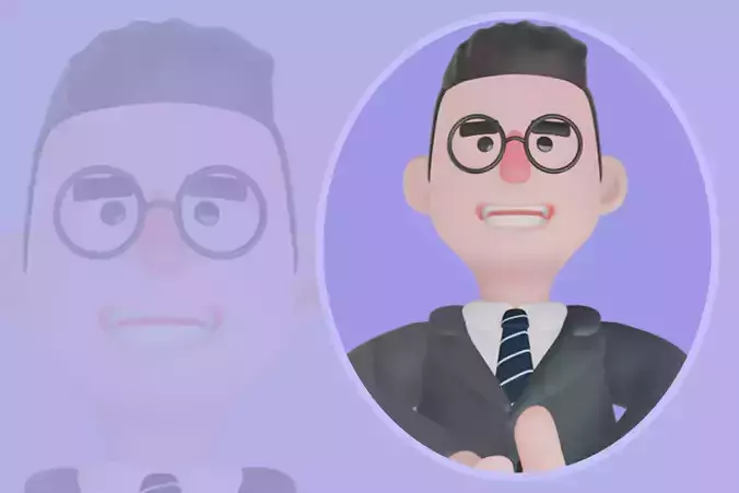 Stylized 3D Male Teacher - Cartoon Educator Pointing