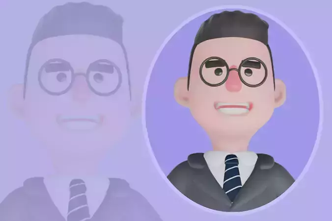 Stylized 3D Male Teacher - Cartoon Educator with Briefcase