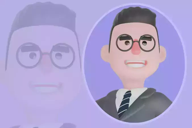 Stylized 3D Male Teacher - Cartoon Educator with Pencil