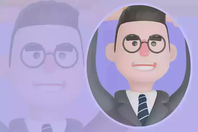 Stylized 3D Male Teacher - Cartoon Character with Giant Pencil