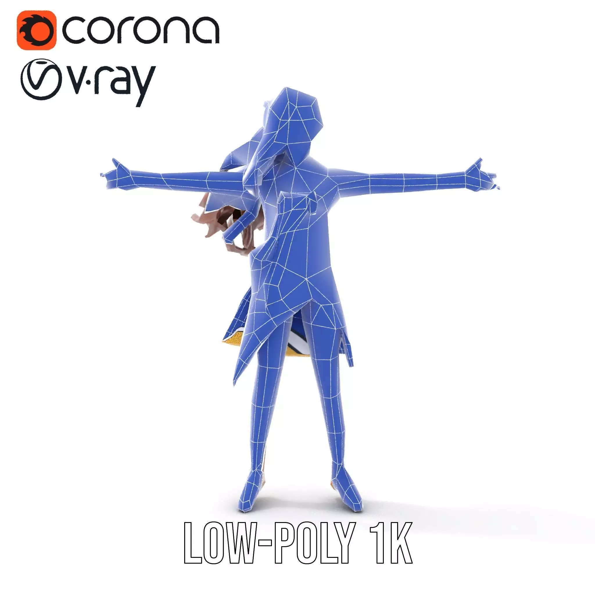 Stylized Female Character in Yellow Dress Model Pack Low-poly 3D model_30