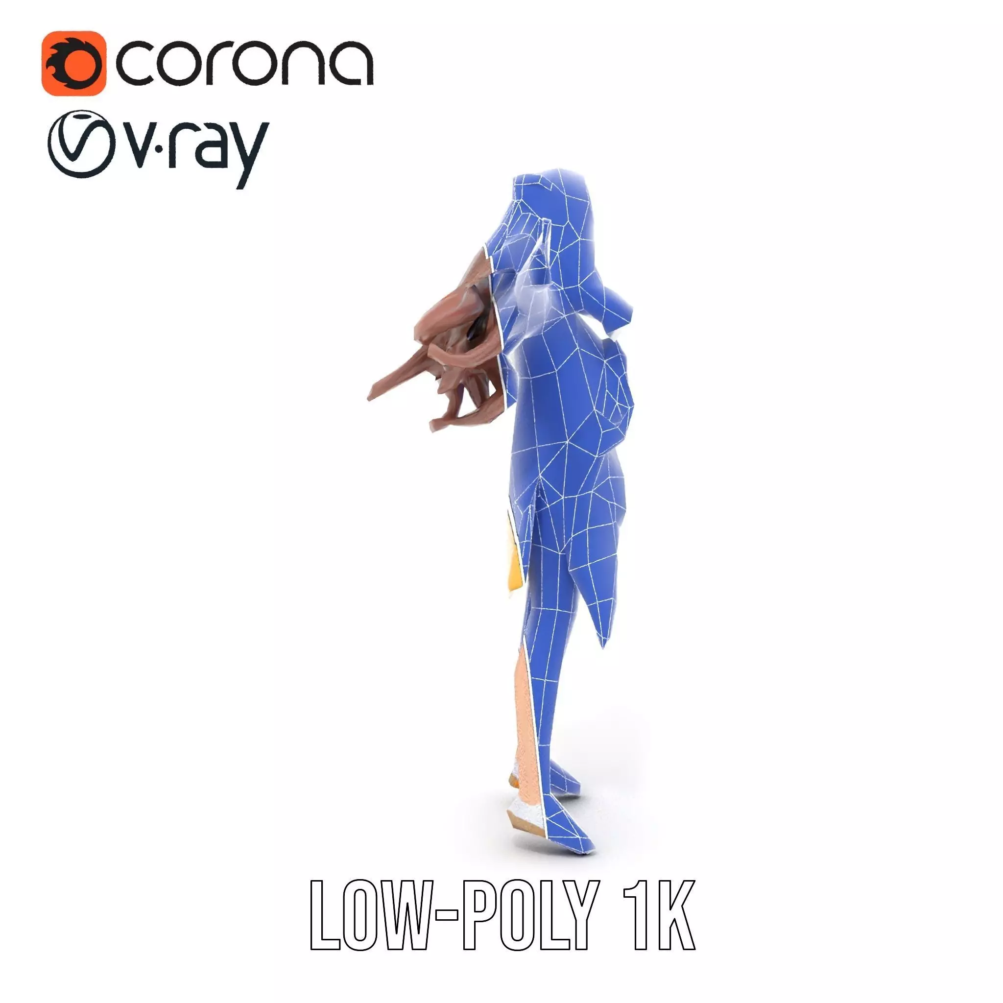 Stylized Female Character in Yellow Dress Model Pack Low-poly 3D model_17