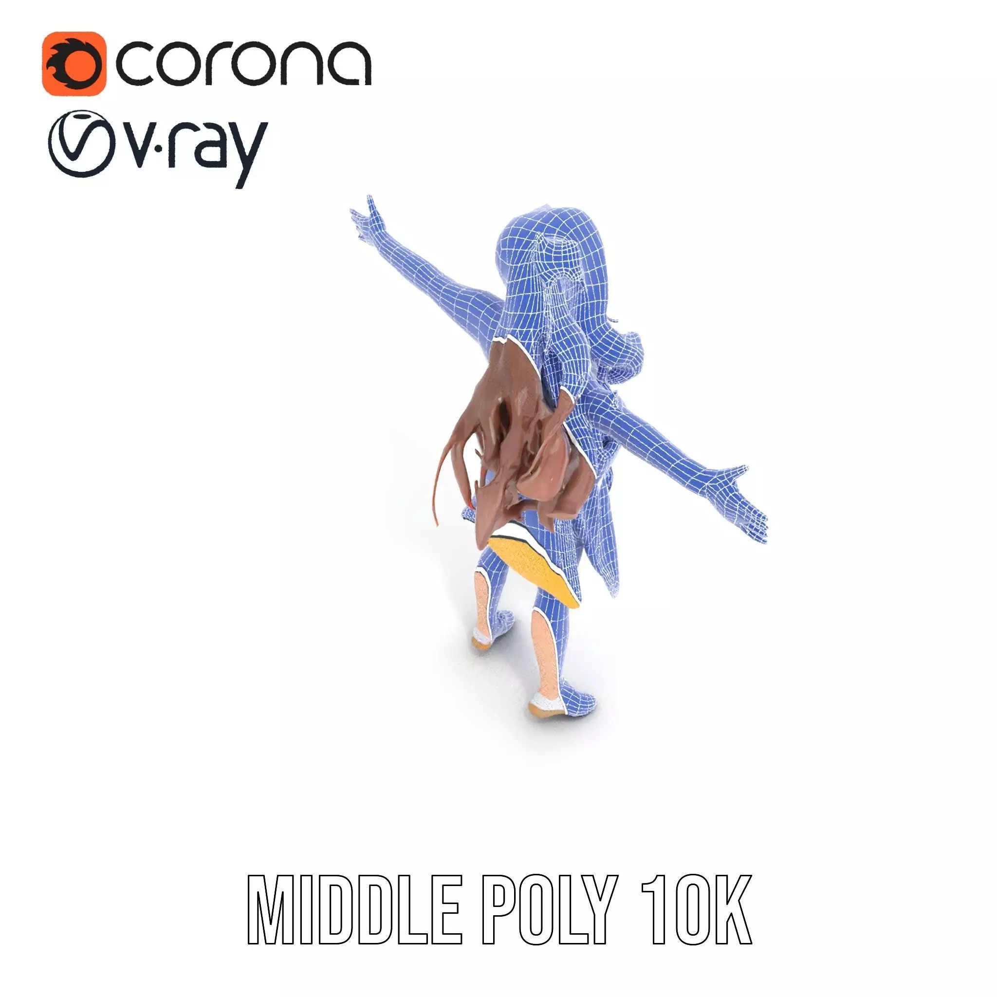 Stylized Female Character in Yellow Dress Model Pack Low-poly 3D model_21