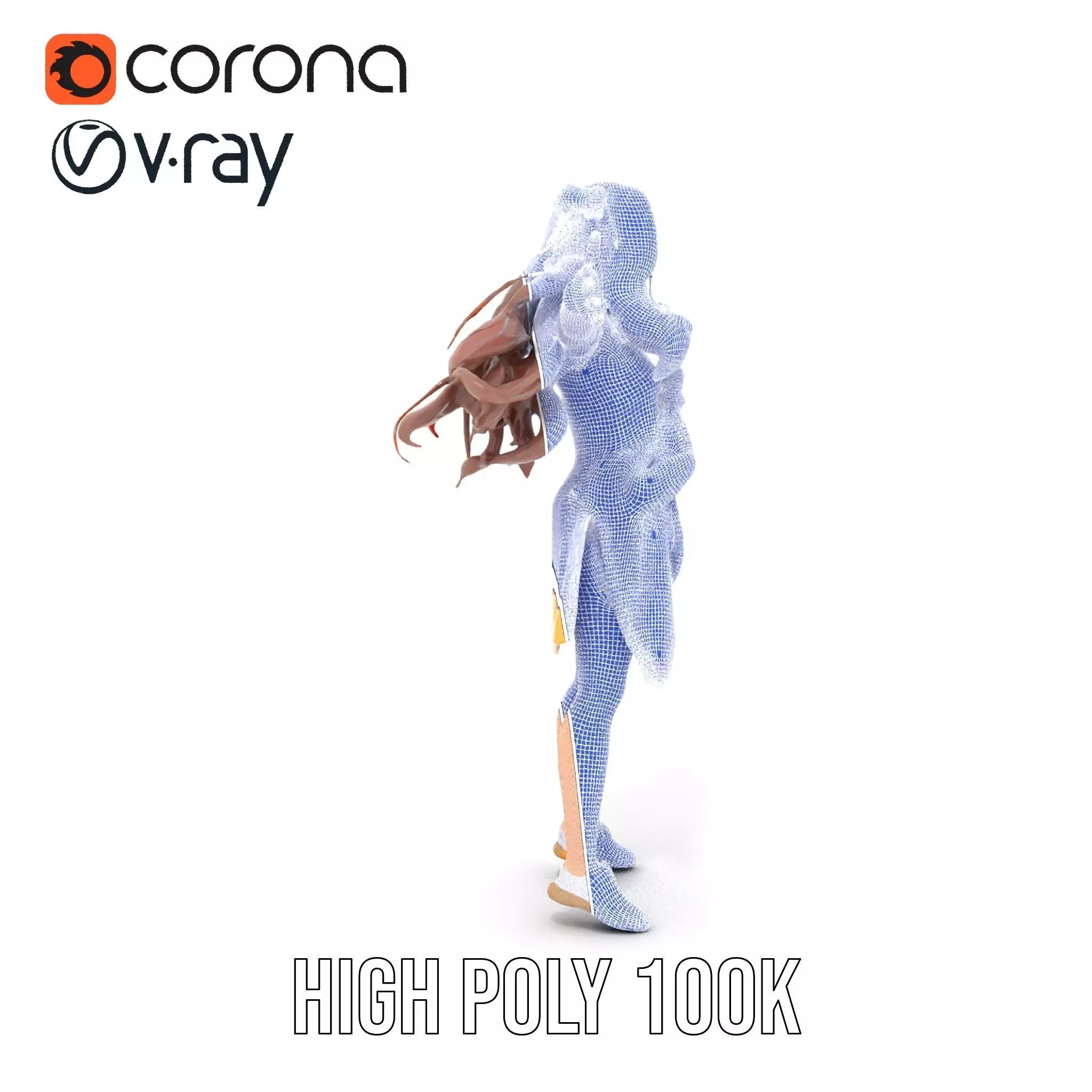 Stylized Female Character in Yellow Dress Model Pack Low-poly 3D model_33