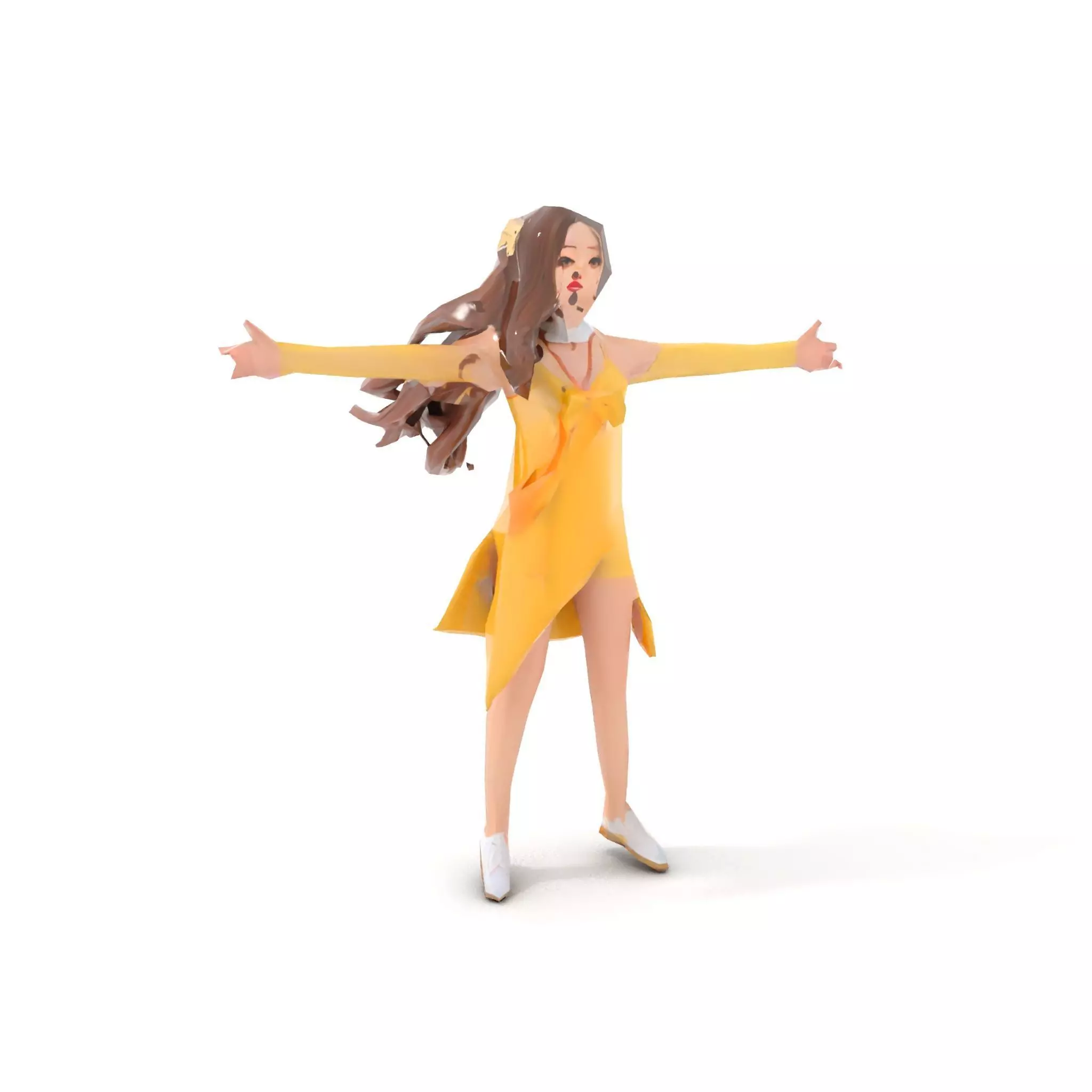 Stylized Female Character in Yellow Dress Model Pack Low-poly 3D model_19
