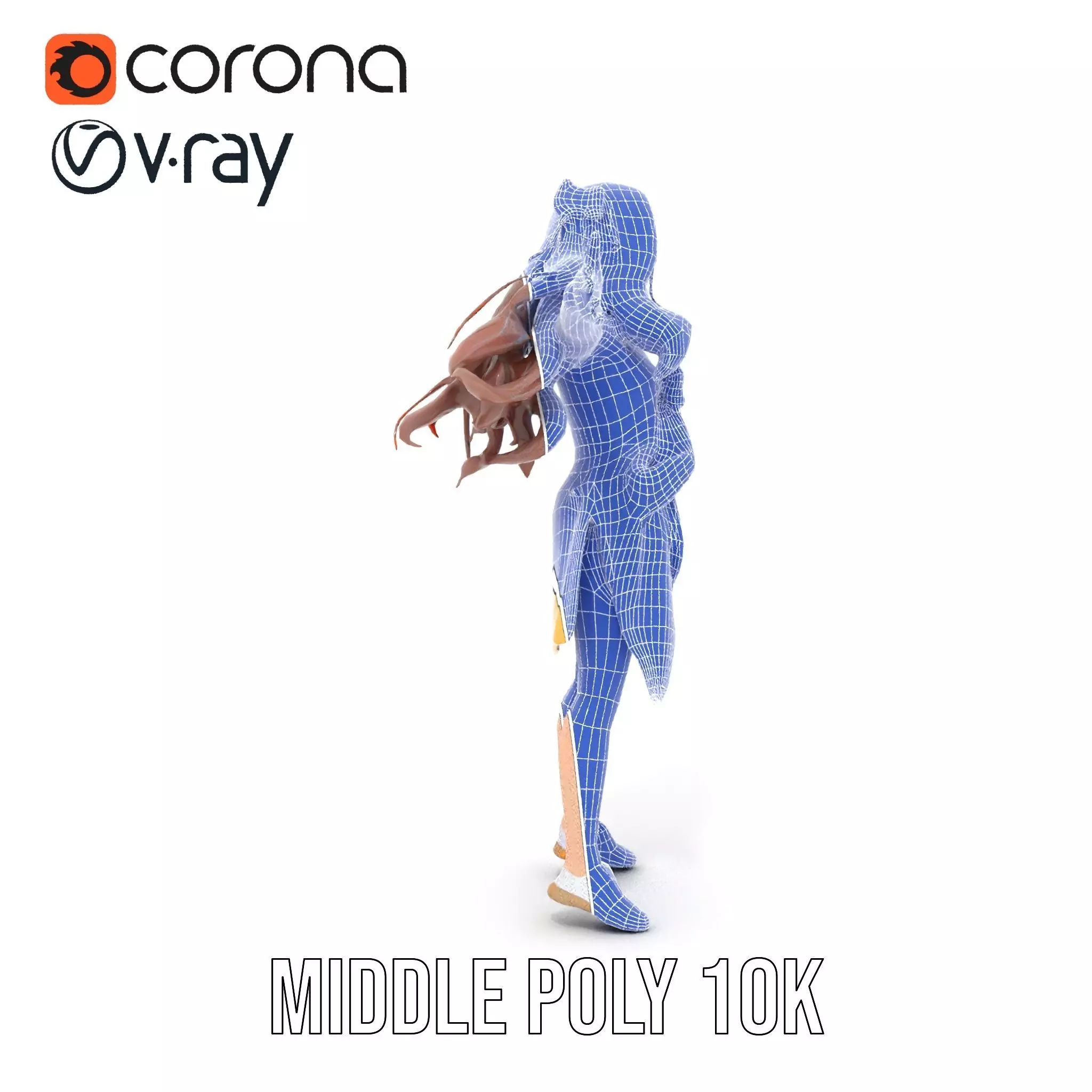 Stylized Female Character in Yellow Dress Model Pack Low-poly 3D model_29