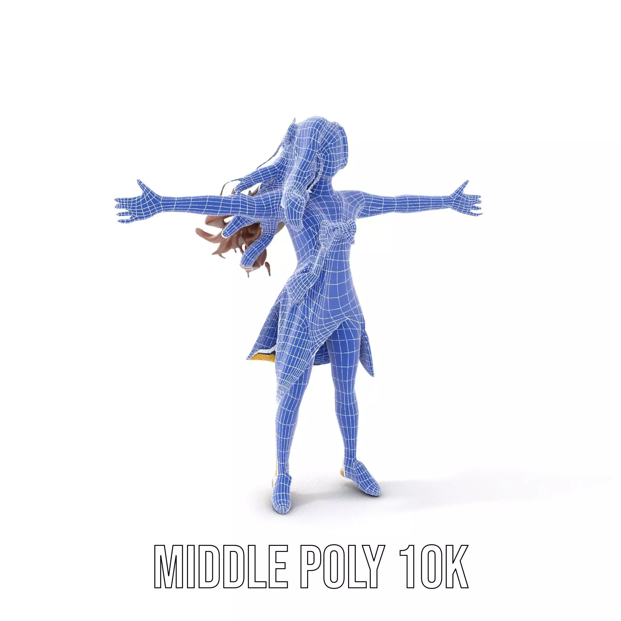 Stylized Female Character in Yellow Dress Model Pack Low-poly 3D model_10