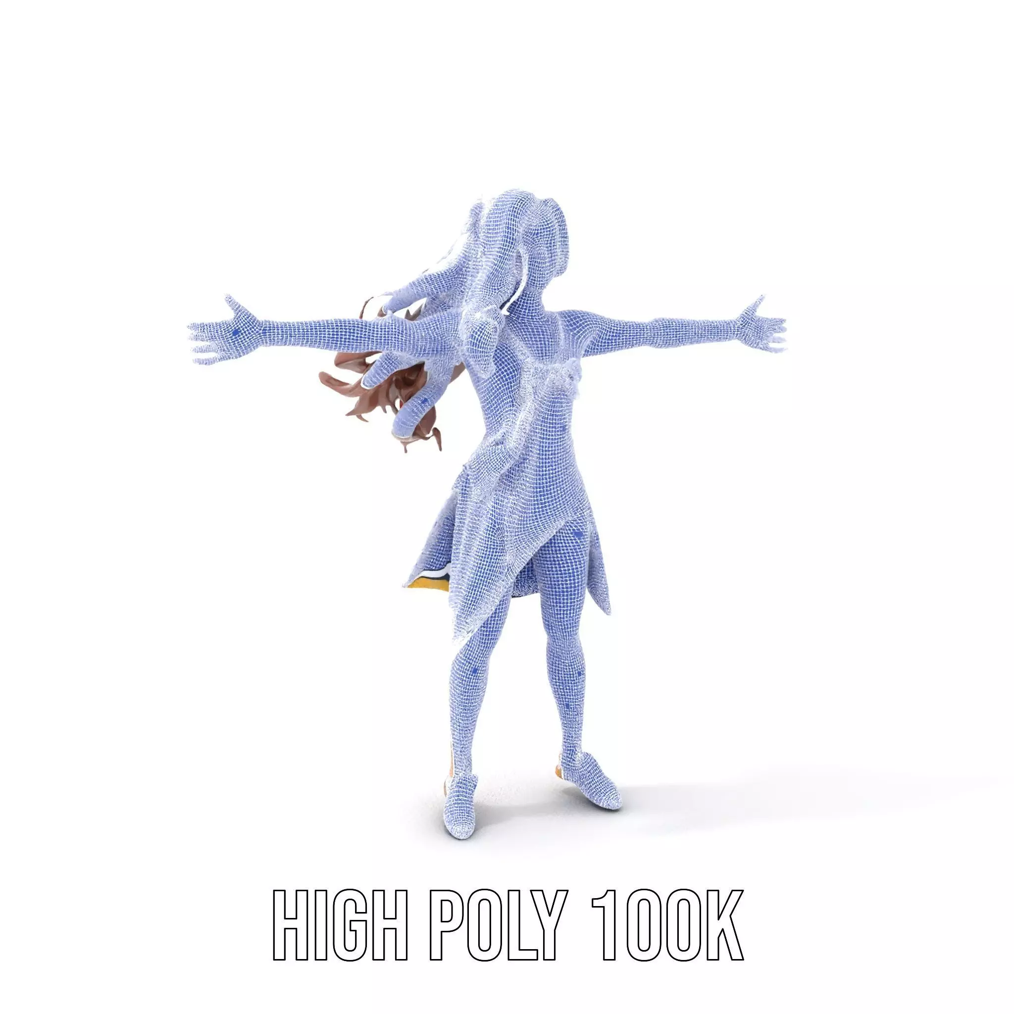 Stylized Female Character in Yellow Dress Model Pack Low-poly 3D model_4