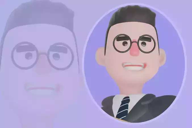 Stylized 3D Male Teacher-Cartoon Character Holding Giant Pencil