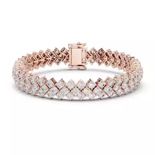 Three Row Round Cut Diamond Bracelet Woman 3DM STL Video