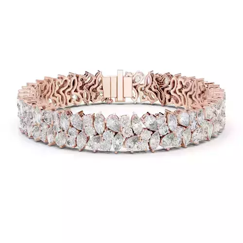 Pear Marquise Round Diamond Cluster Bracelet Woman 3DM STL Video