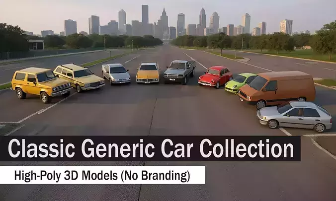 Classic Generic Car Collection High-Quality 3D Models 