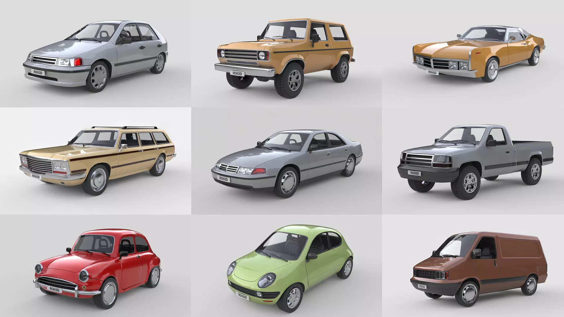 Classic Generic Car Collection High-Quality 3D Models _2