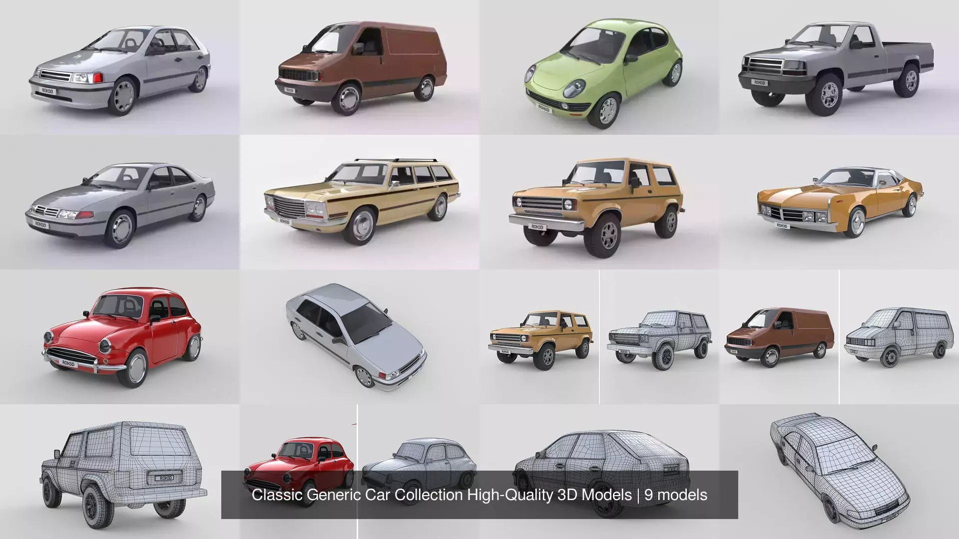 Classic Generic Car Collection High-Quality 3D Models _1