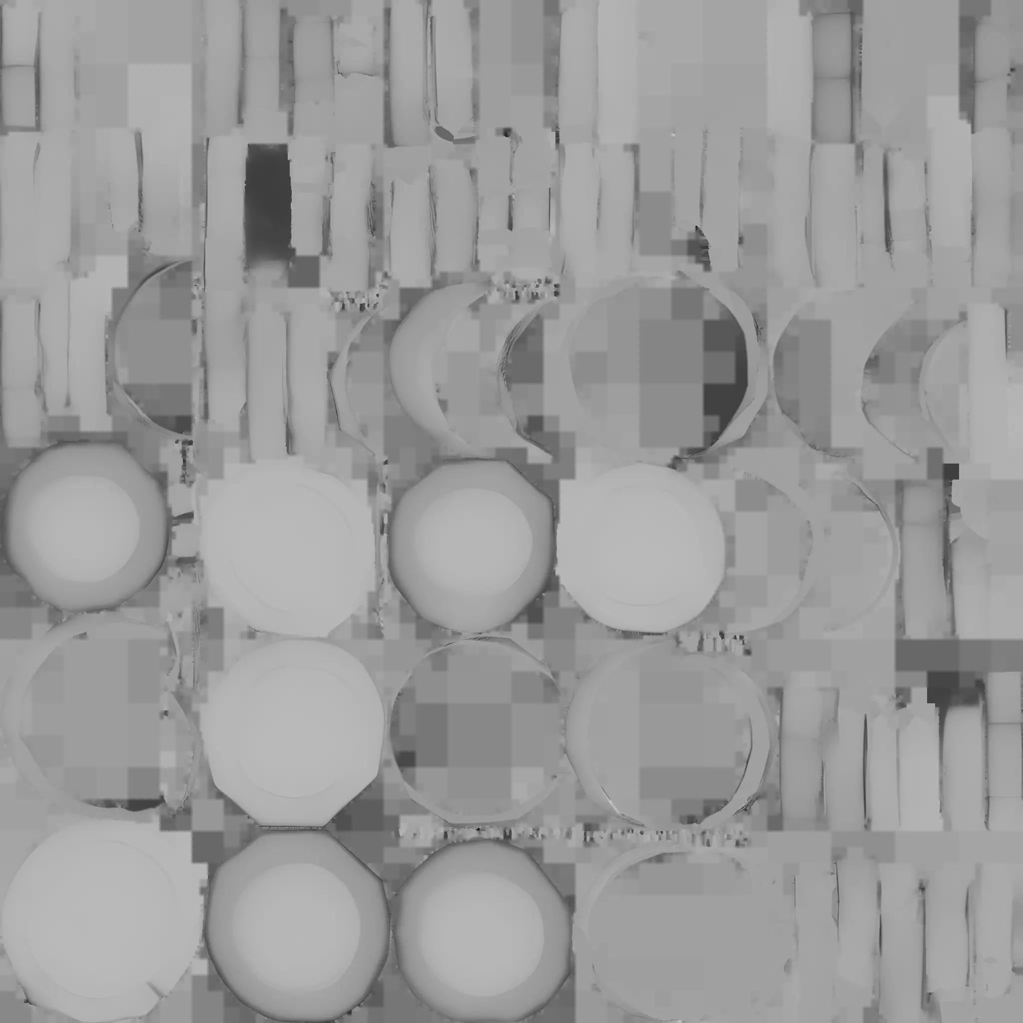 Stacks of golden octagonal coins 3D model_11