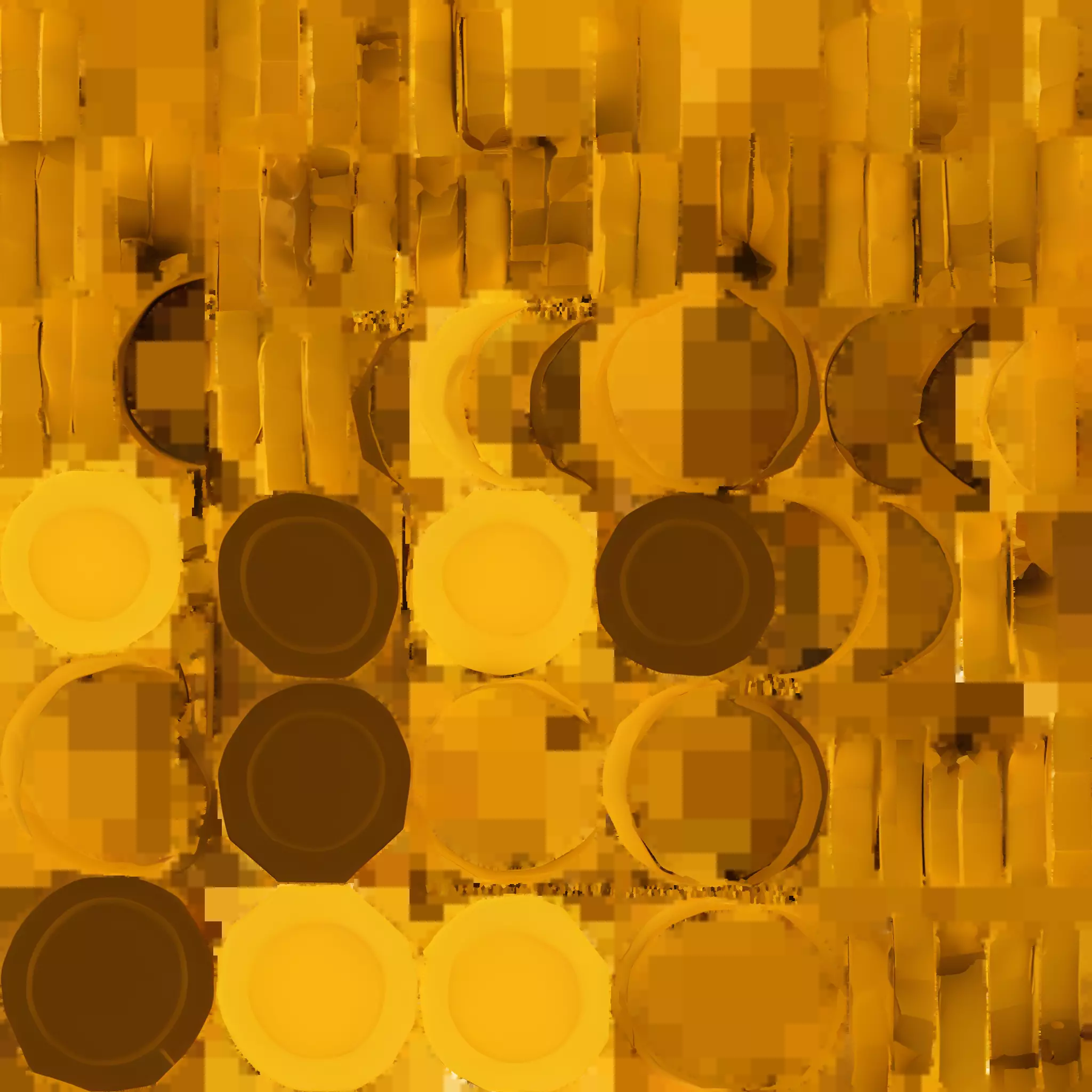 Stacks of golden octagonal coins 3D model_2