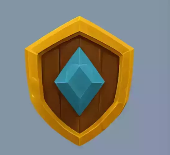 A shield with a blue gem