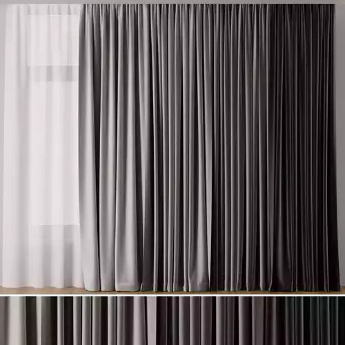 Set of soft grey silk curtains with wrinkles collections 21 HBH