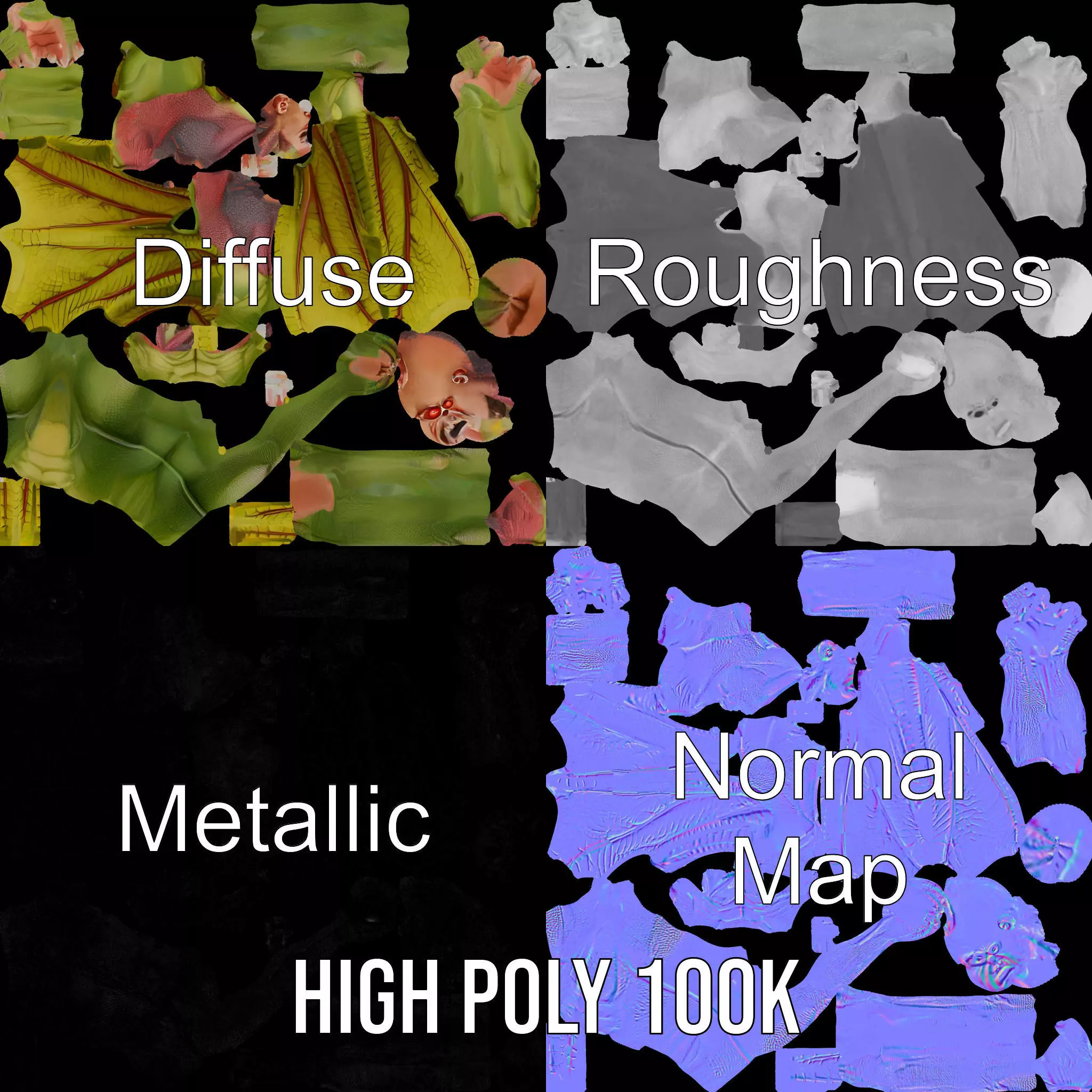 Winged Demon Creature Model Pack Low-poly 3D model_3