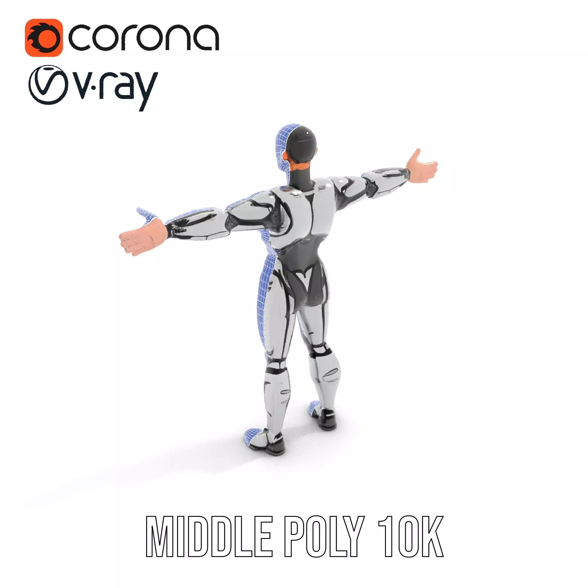 Futuristic Humanoid Robot Model Pack Low-poly 3D model_24