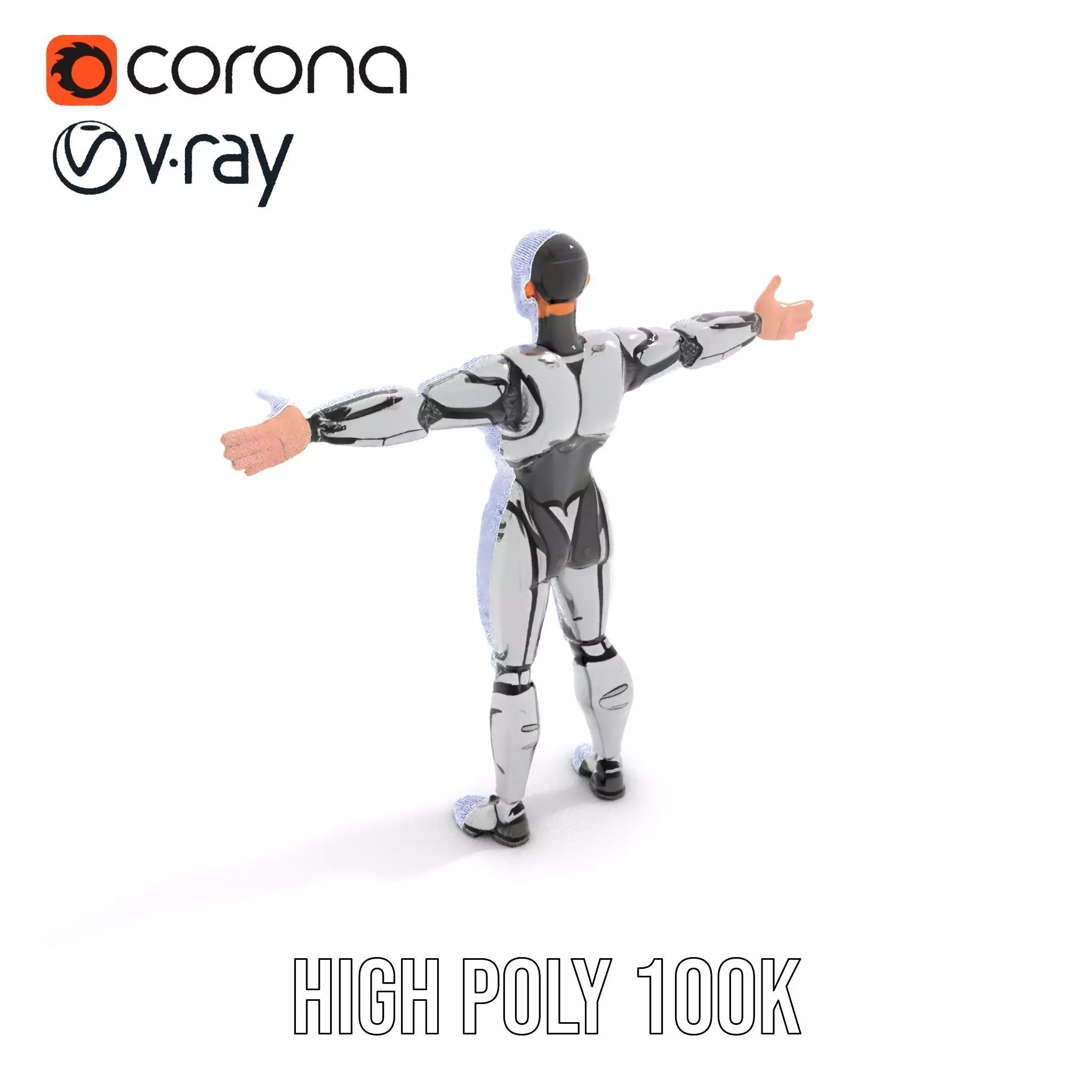 Futuristic Humanoid Robot Model Pack Low-poly 3D model_17