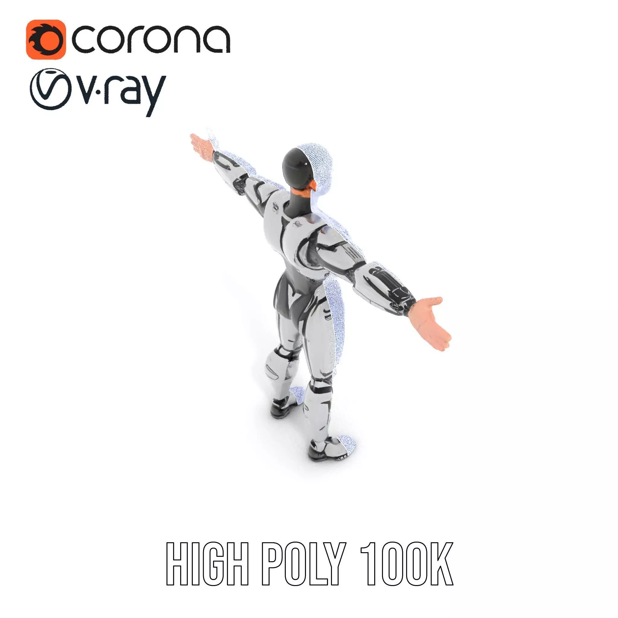 Futuristic Humanoid Robot Model Pack Low-poly 3D model_32