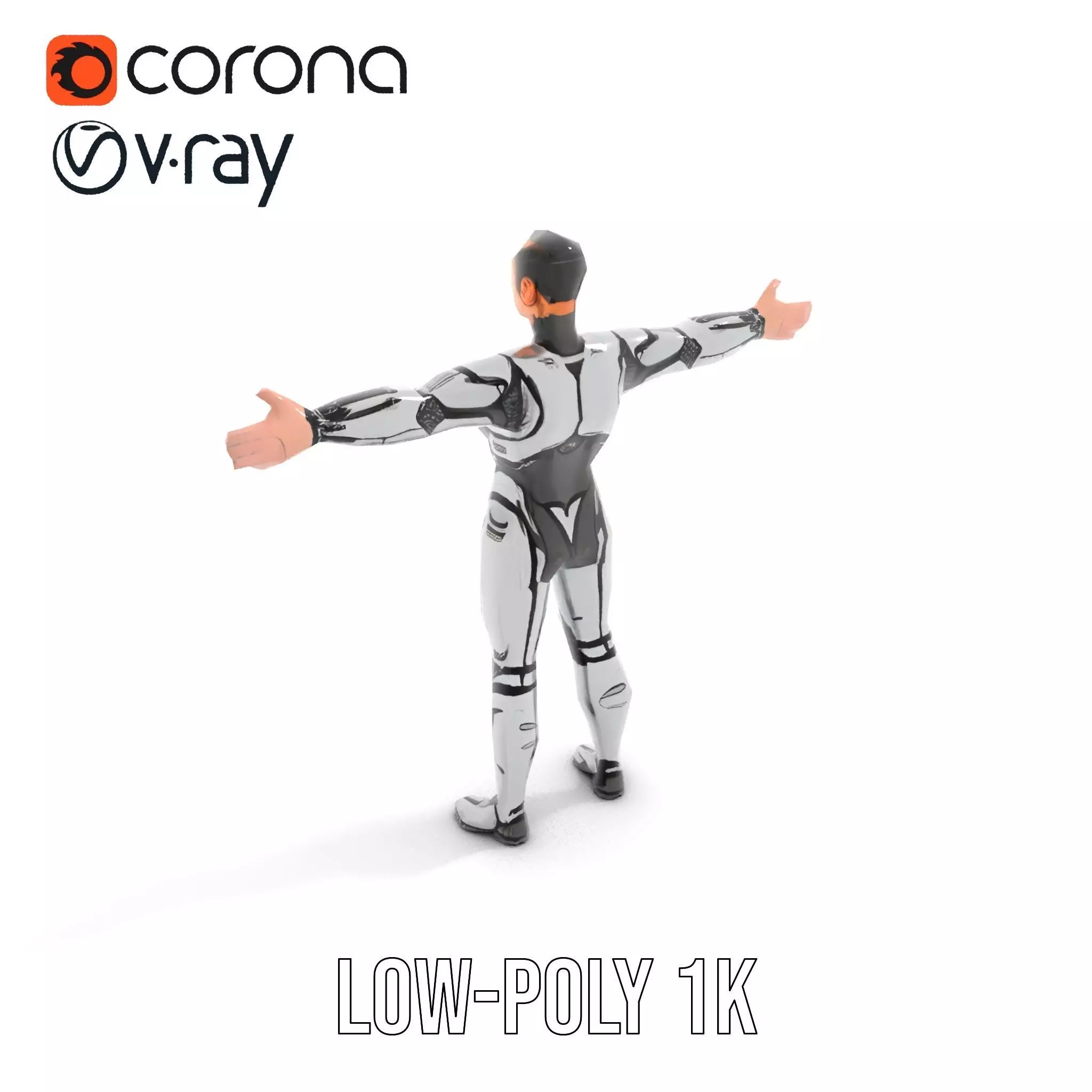 Futuristic Humanoid Robot Model Pack Low-poly 3D model_11