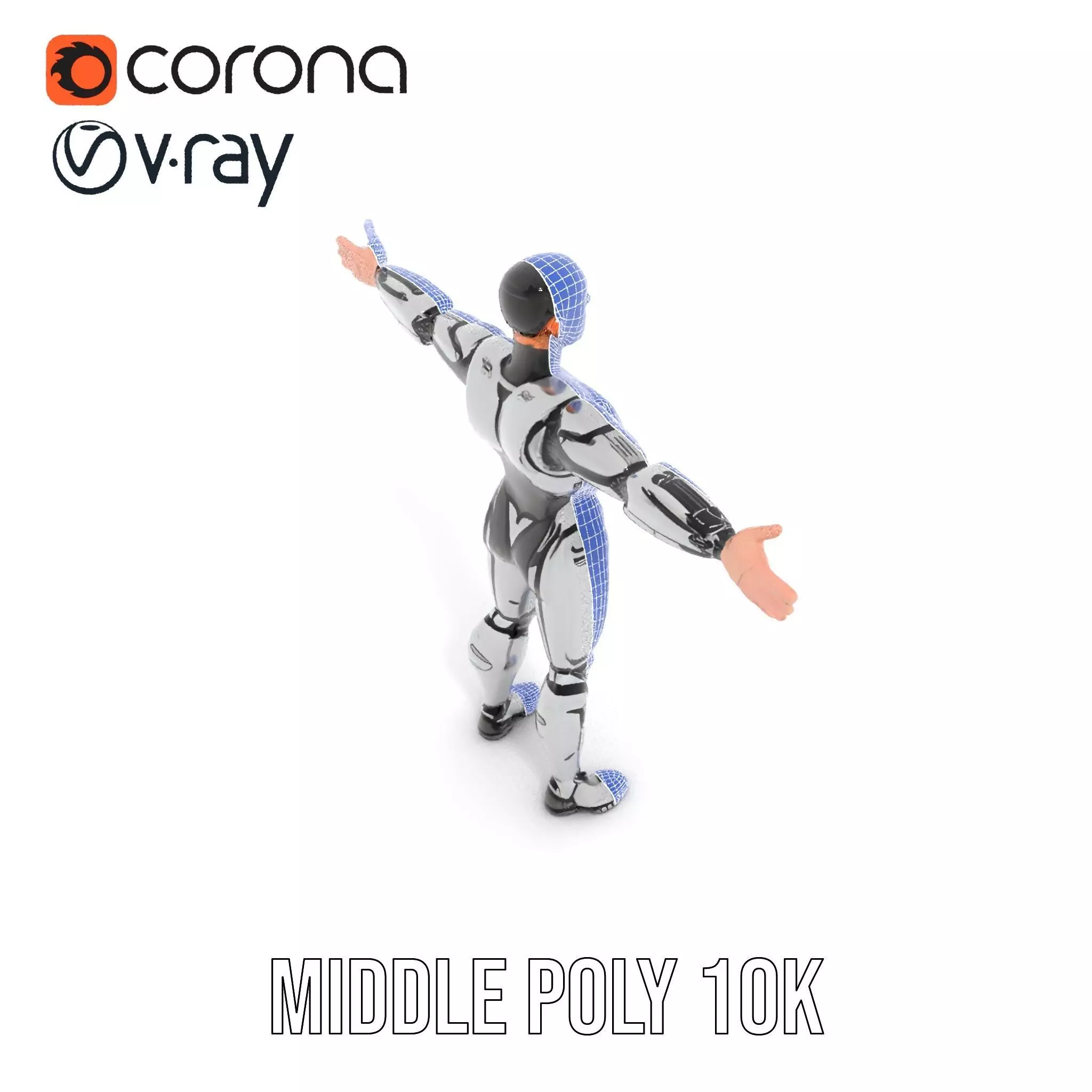 Futuristic Humanoid Robot Model Pack Low-poly 3D model_18