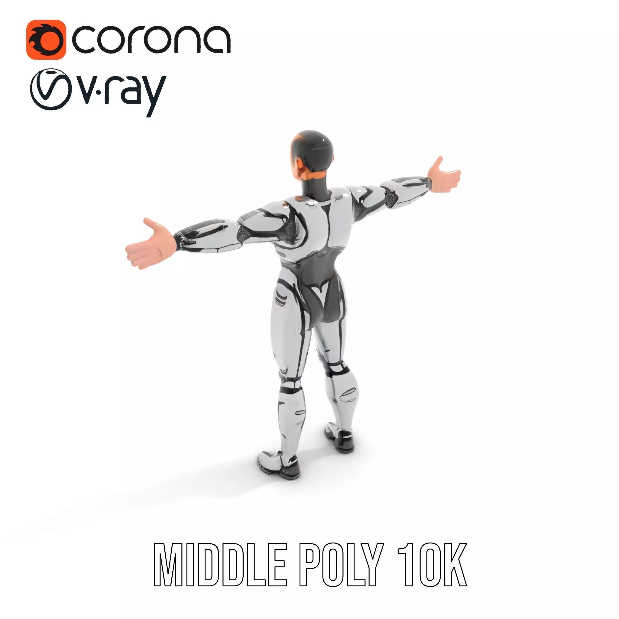 Futuristic Humanoid Robot Model Pack Low-poly 3D model_12