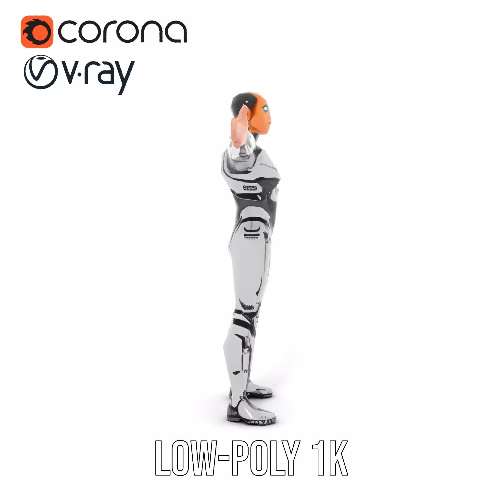 Futuristic Humanoid Robot Model Pack Low-poly 3D model_8